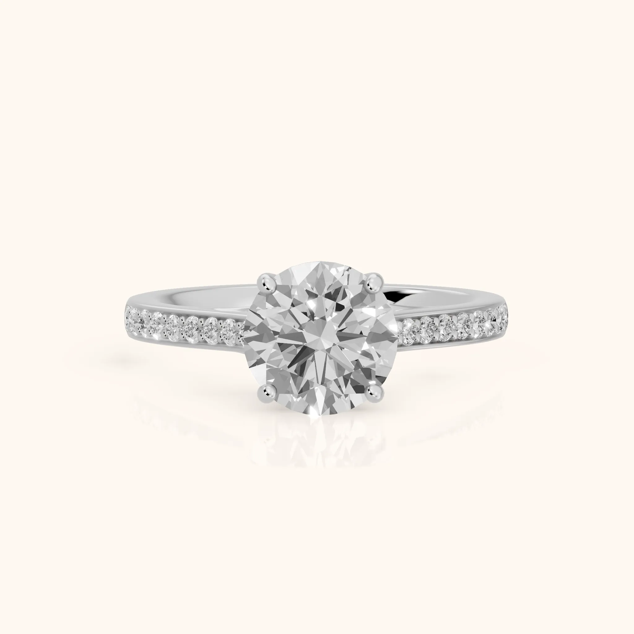 Nancy Trellis Pavé Round Diamond Engagement Ring in Silver — view 1