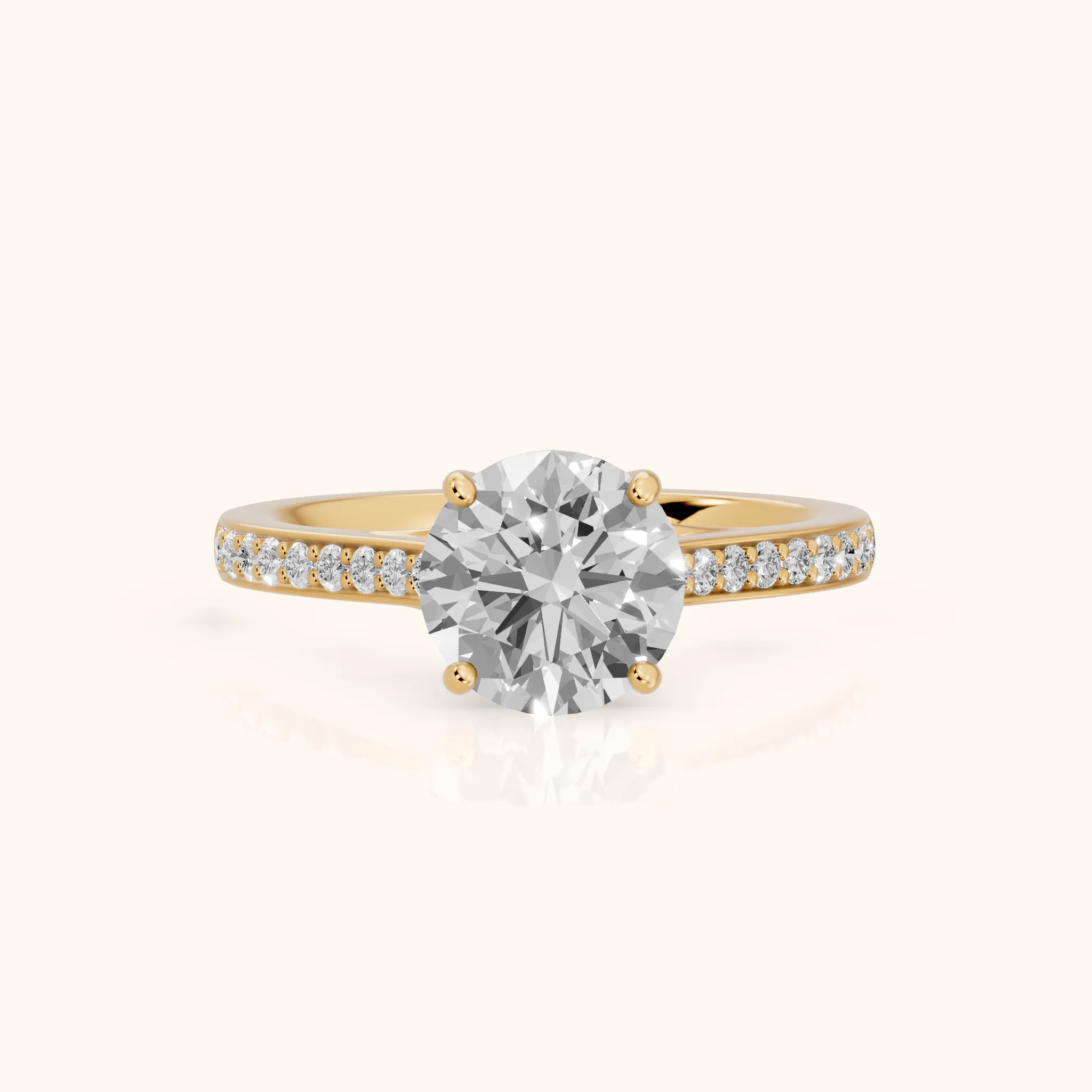 Nancy Trellis Pavé Round Diamond Engagement Ring in Yellow Gold — view 1