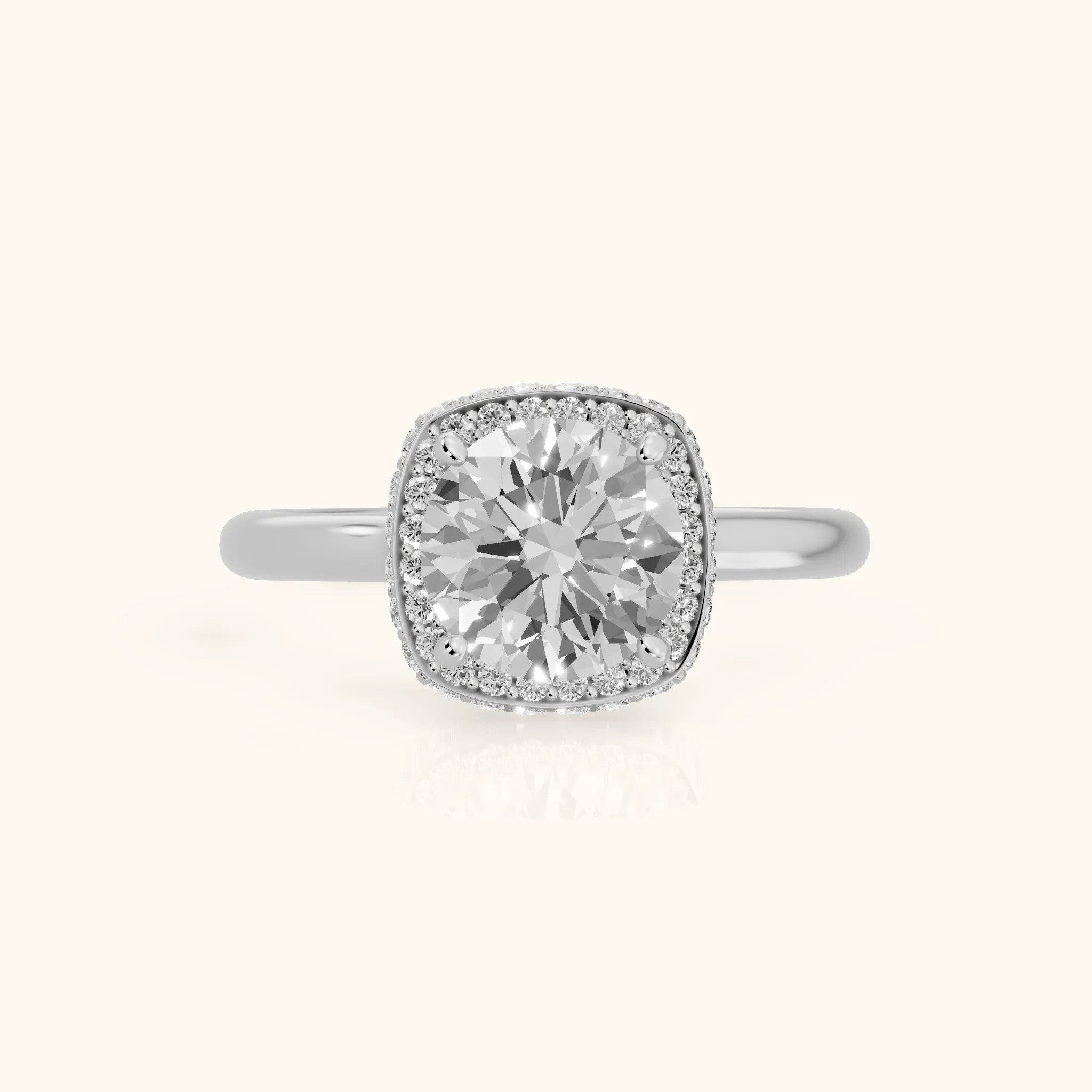 Opal Halo Cathedral Round Diamond Engagement Ring in Silver — view 1