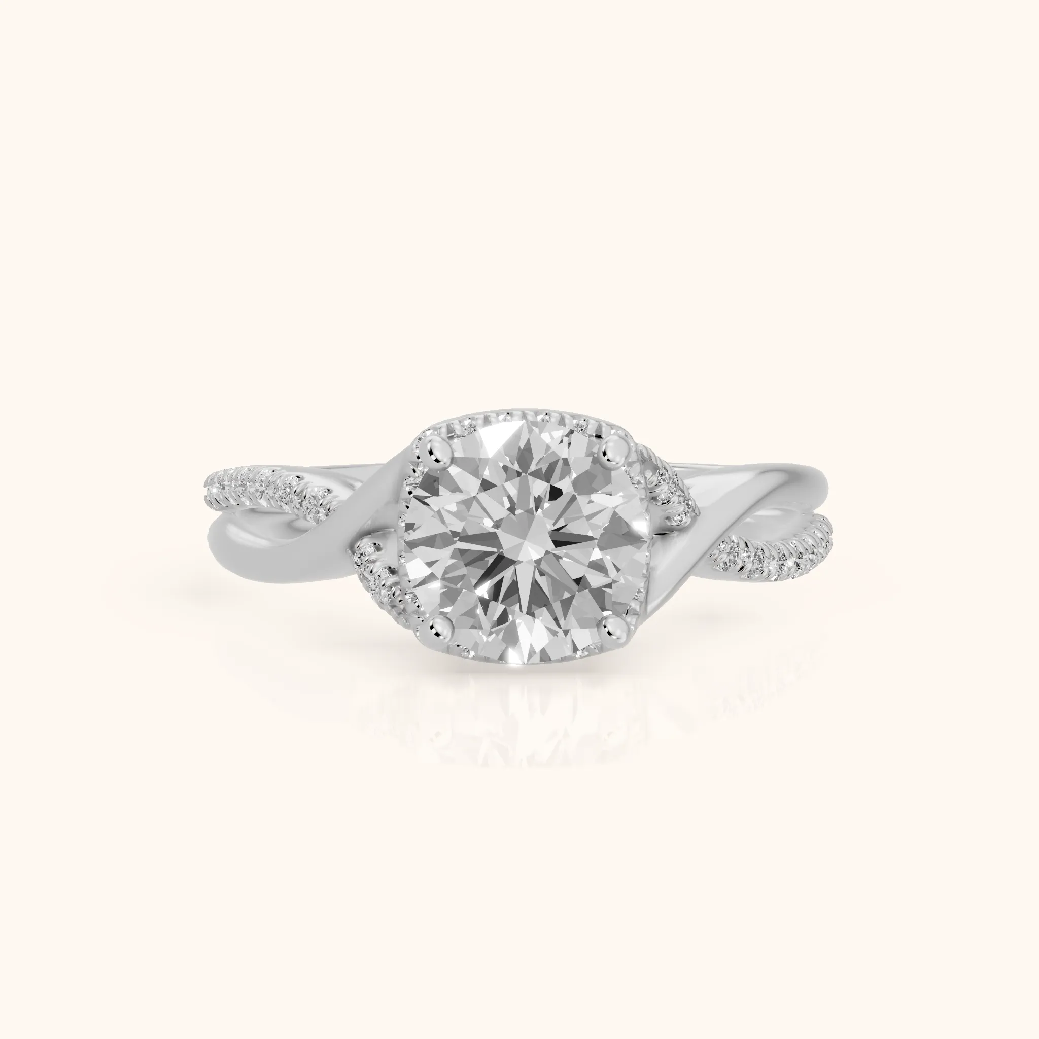 Pippa Twist Halo Round Diamond Engagement Ring in Silver — view 1