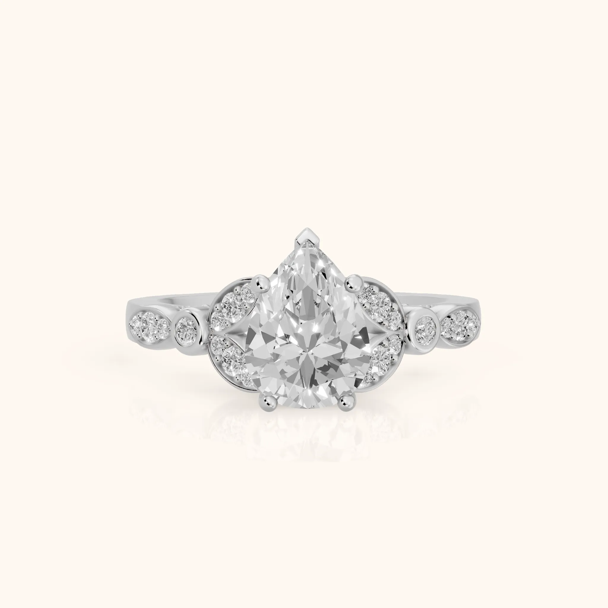 Polly Floral Cluster Pear Diamond Engagement Ring in White Gold — view 1