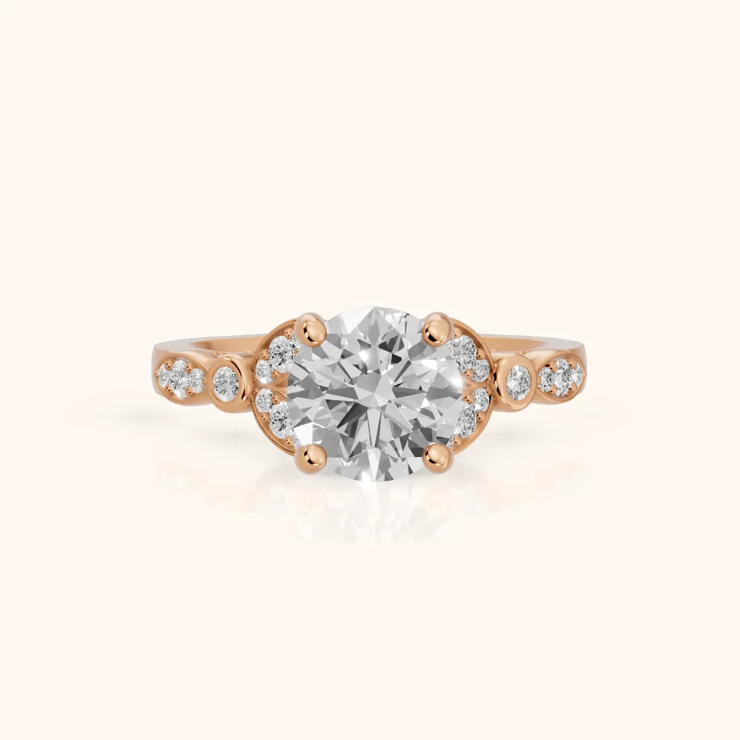 Polly Floral Cluster Round Diamond Engagement Ring in Rose Gold — view 2
