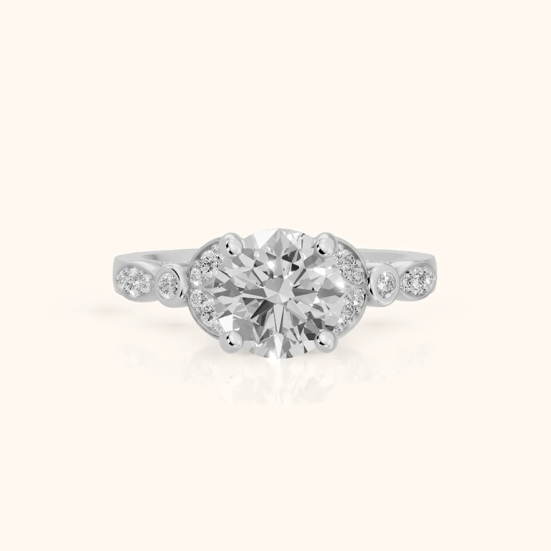 Polly Floral Cluster Round Diamond Engagement Ring in Platinum — view 2
