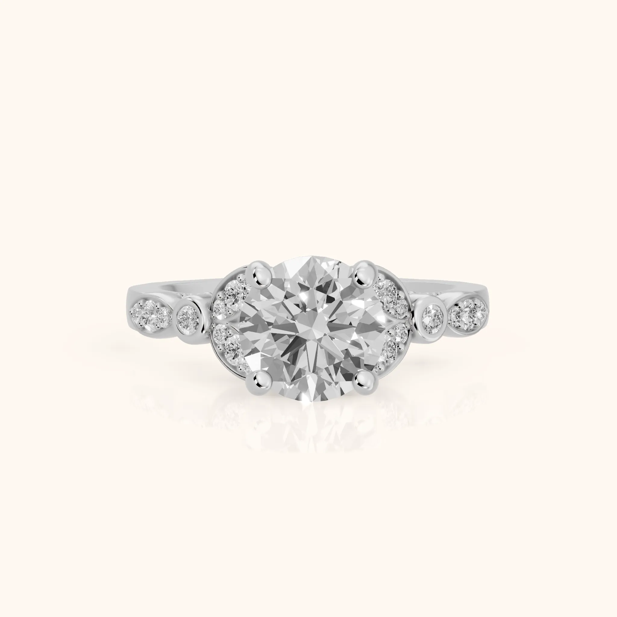 Polly Floral Cluster Round Diamond Engagement Ring in Platinum — view 1