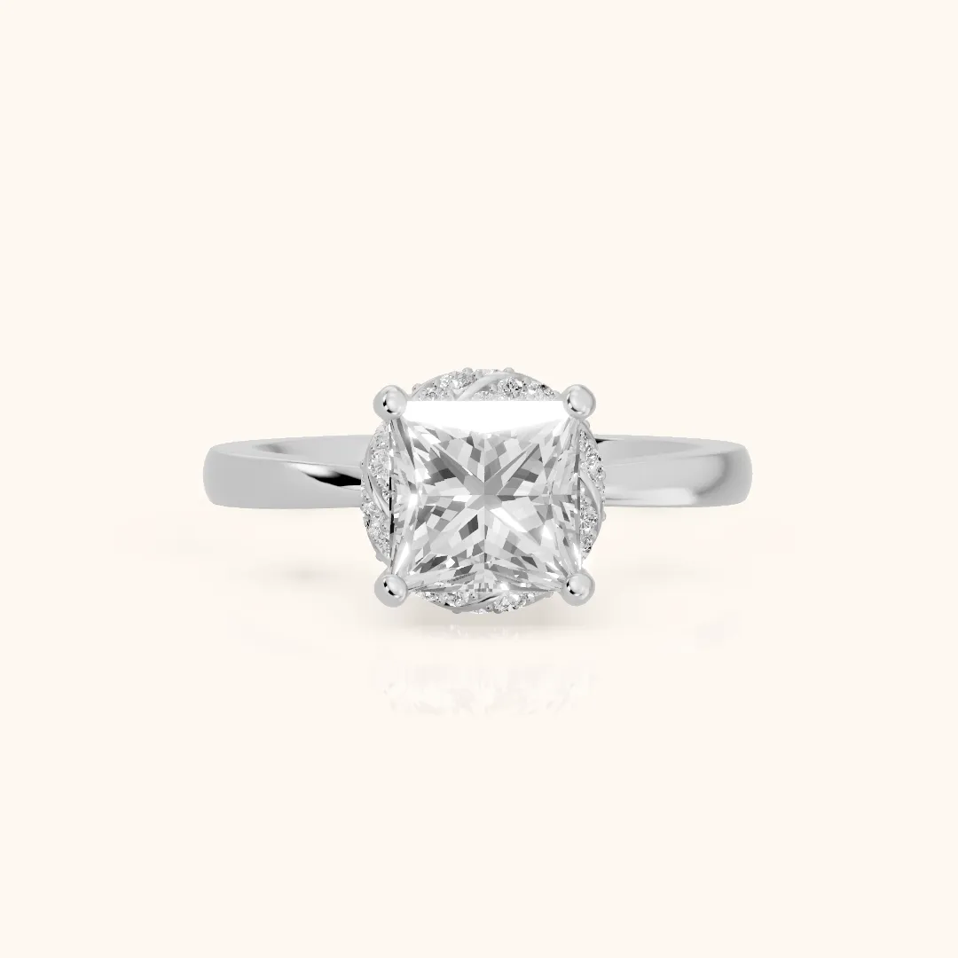 Susie Hidden Halo Twist Princess Diamond Engagement Ring in Platinum — view 2