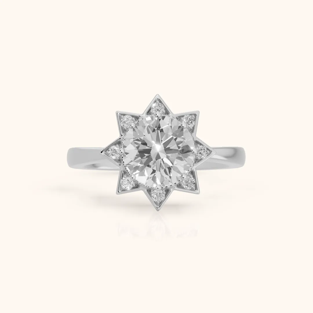 Tilly Milgrain Halo Round Diamond Engagement Ring in White Gold — view 2