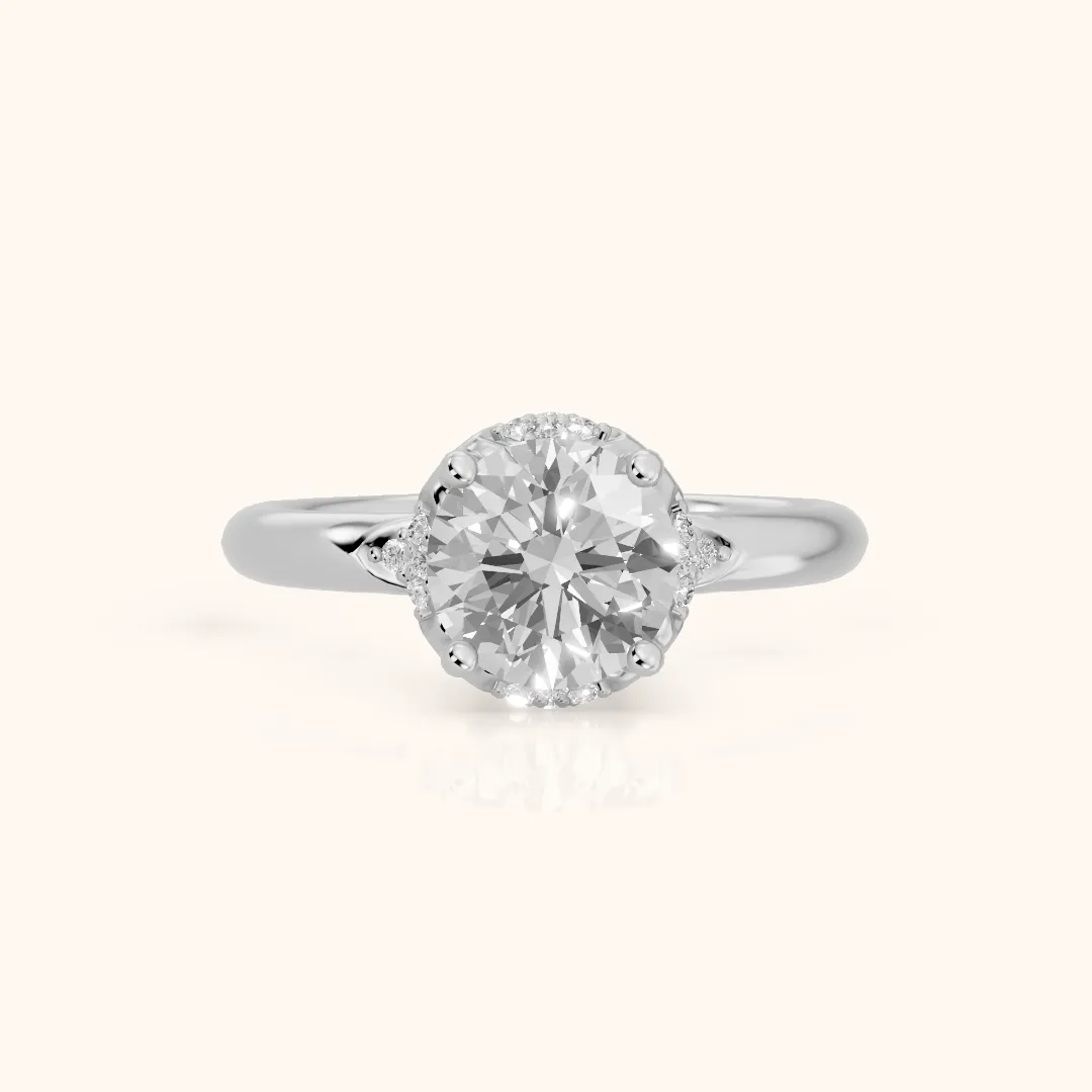 Alba Crown Cluster Round Diamond Engagement Ring in White Gold — view 2