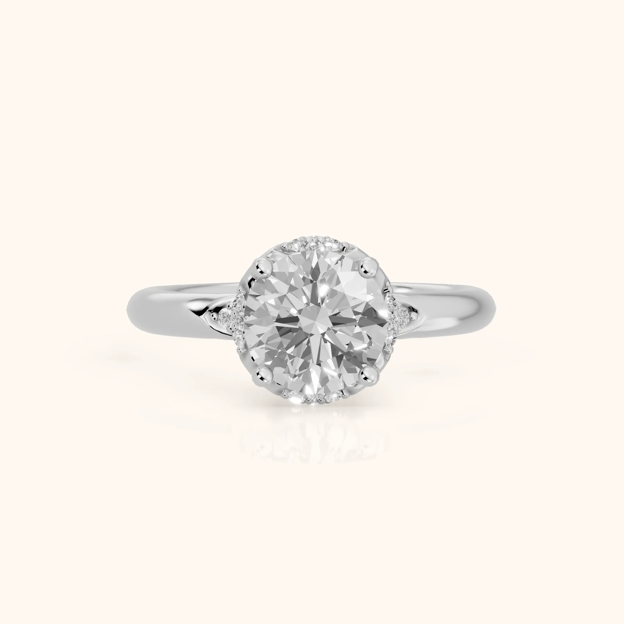 Alba Crown Cluster Round Diamond Engagement Ring in White Gold — view 1