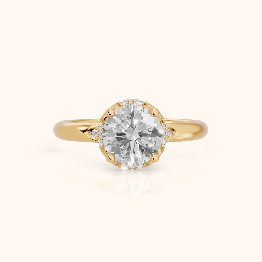 Alba Crown Cluster Round Diamond Engagement Ring in Yellow Gold — view 2