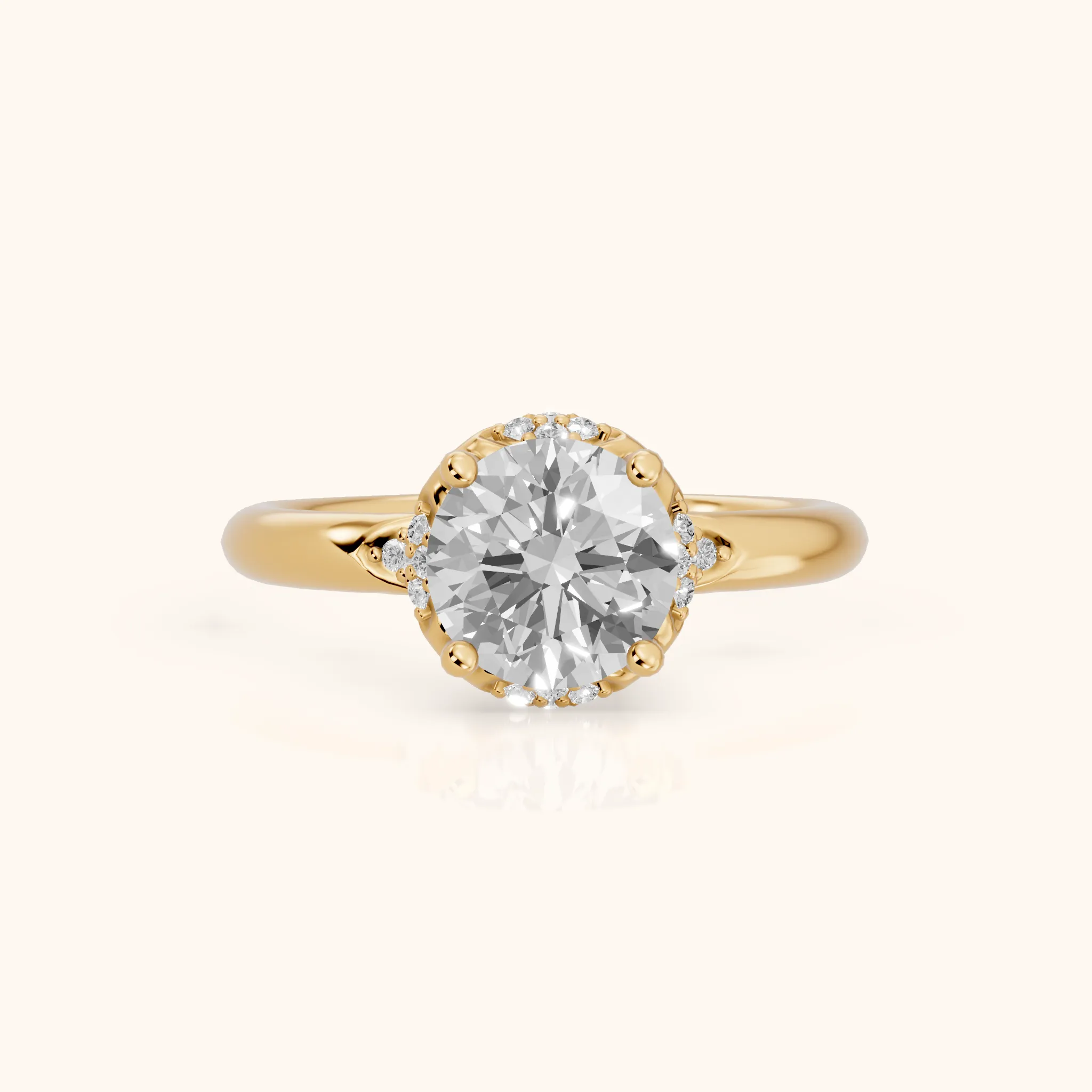 Alba Crown Cluster Round Diamond Engagement Ring in Yellow Gold — view 1