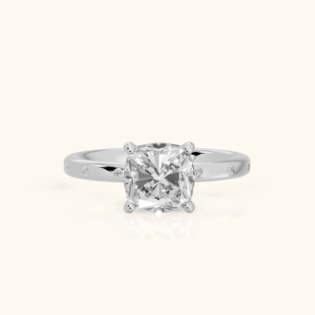 Dulcie Flush-Set Cushion Diamond Engagement Ring in Silver — view 2