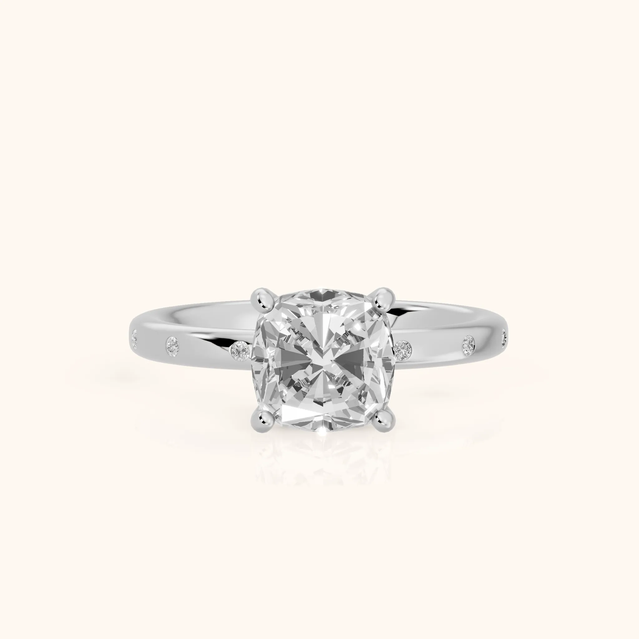 Dulcie Flush-Set Cushion Diamond Engagement Ring in Silver — view 1