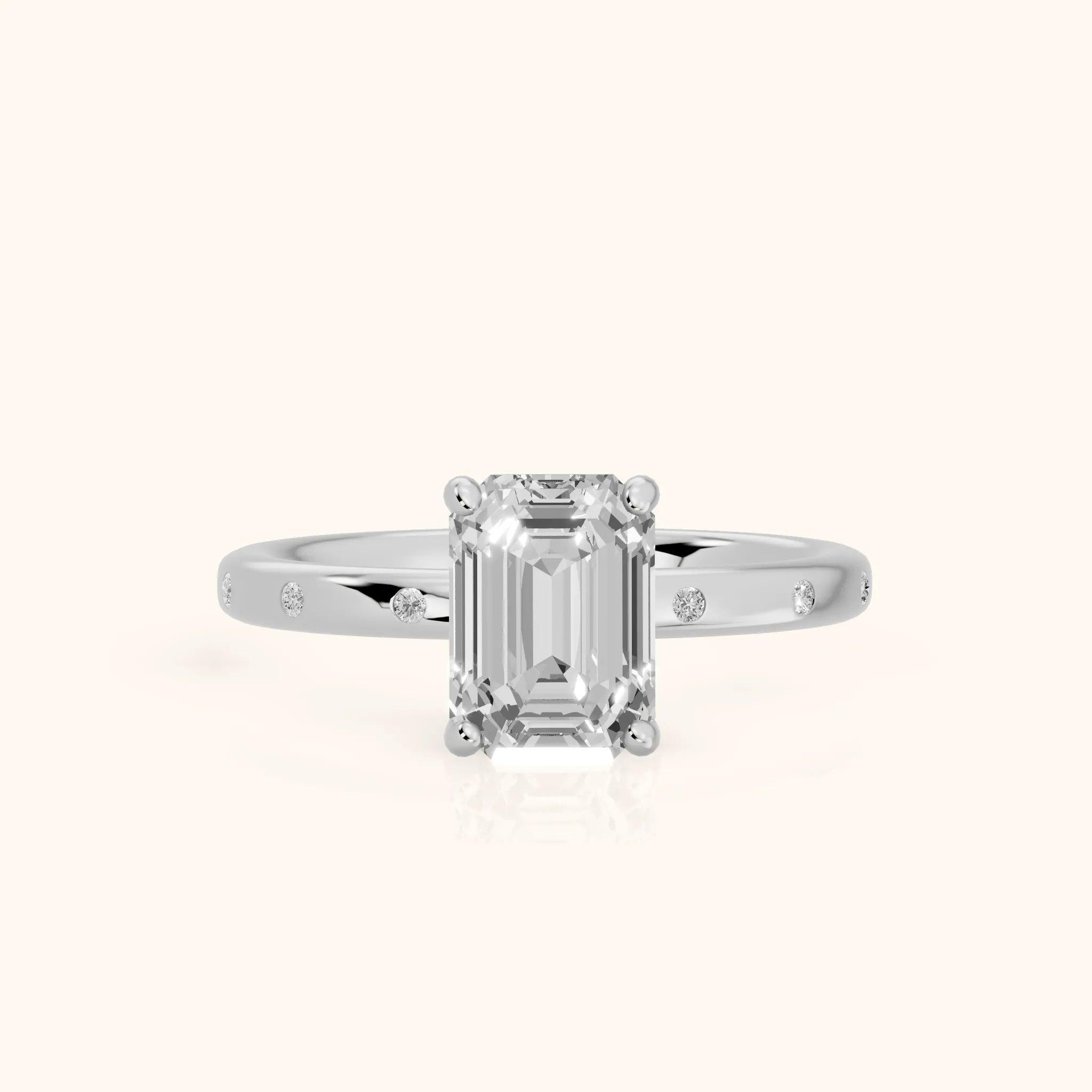 Dulcie Flush-Set Emerald Diamond Engagement Ring in Silver — view 1