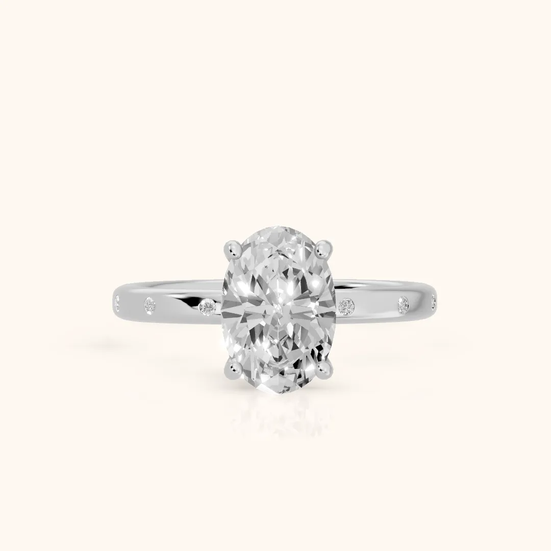 Dulcie Flush-Set Oval Diamond Engagement Ring in Platinum — view 2