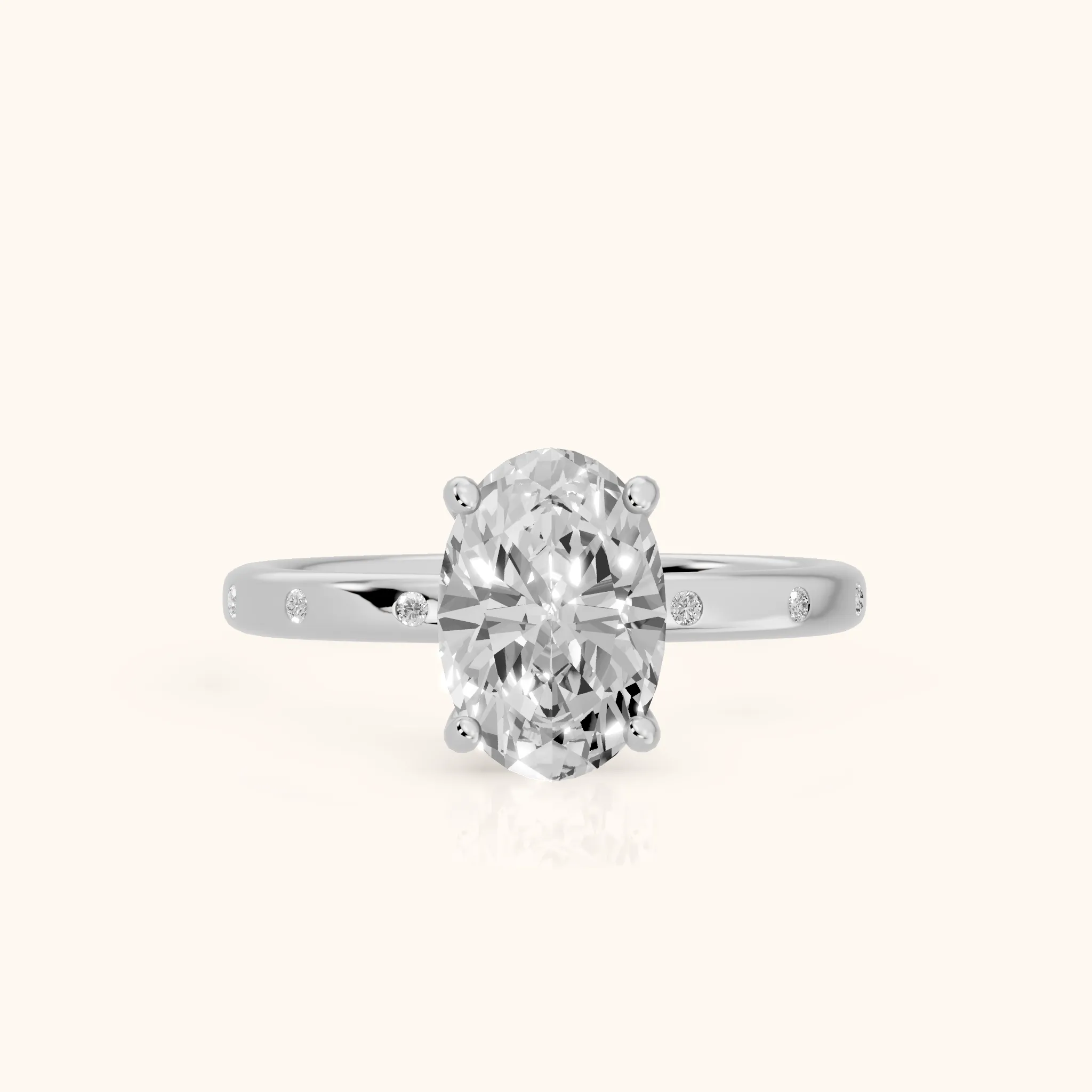 Dulcie Flush-Set Oval Diamond Engagement Ring in Platinum — view 1