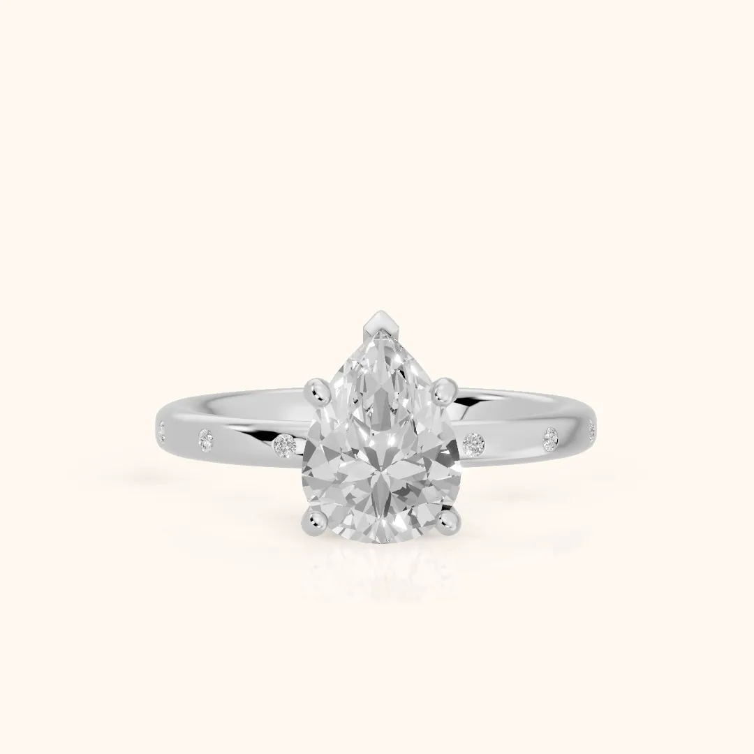 Dulcie Flush-Set Pear Diamond Engagement Ring in Silver — view 2