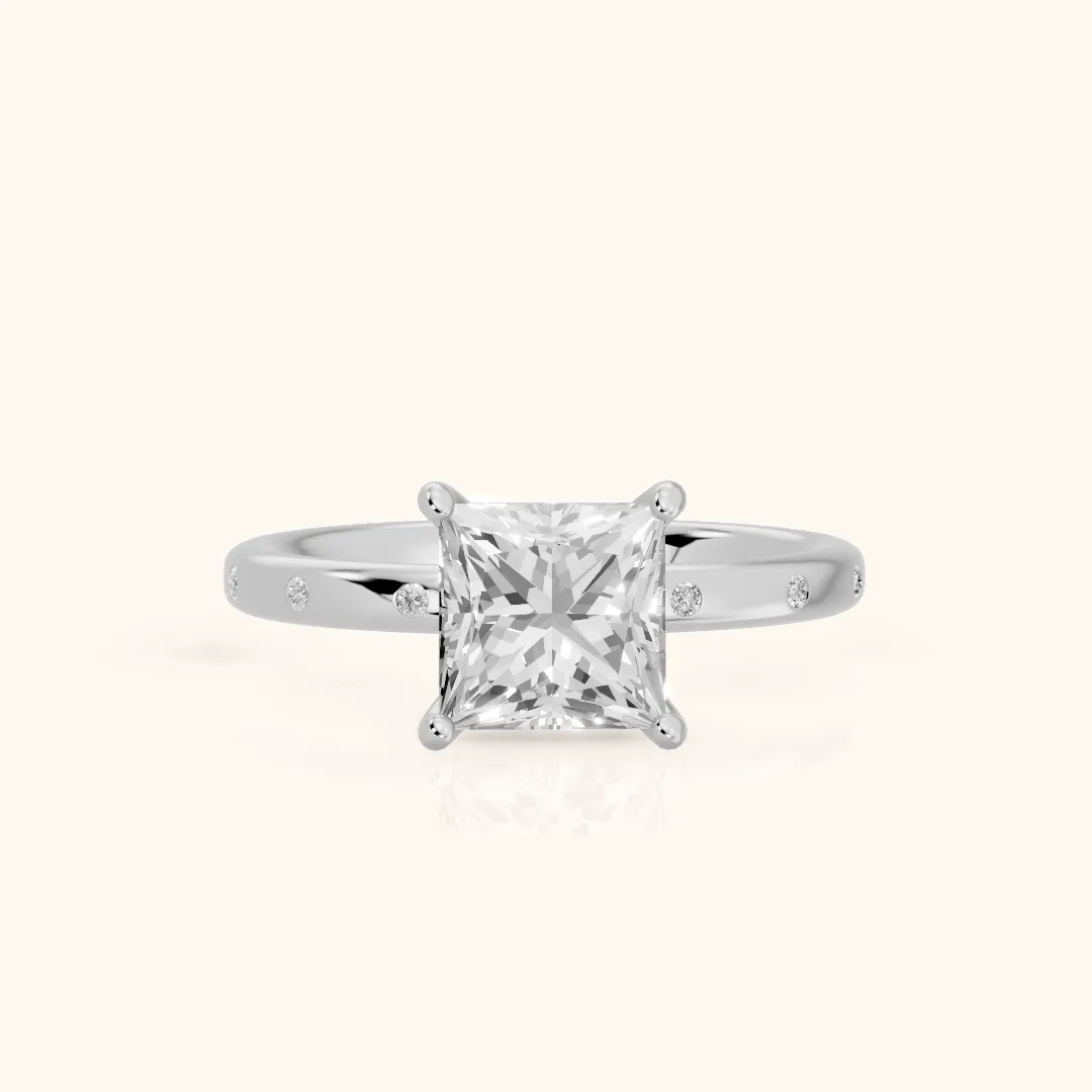 Dulcie Flush-Set Princess Diamond Engagement Ring in Platinum — view 2