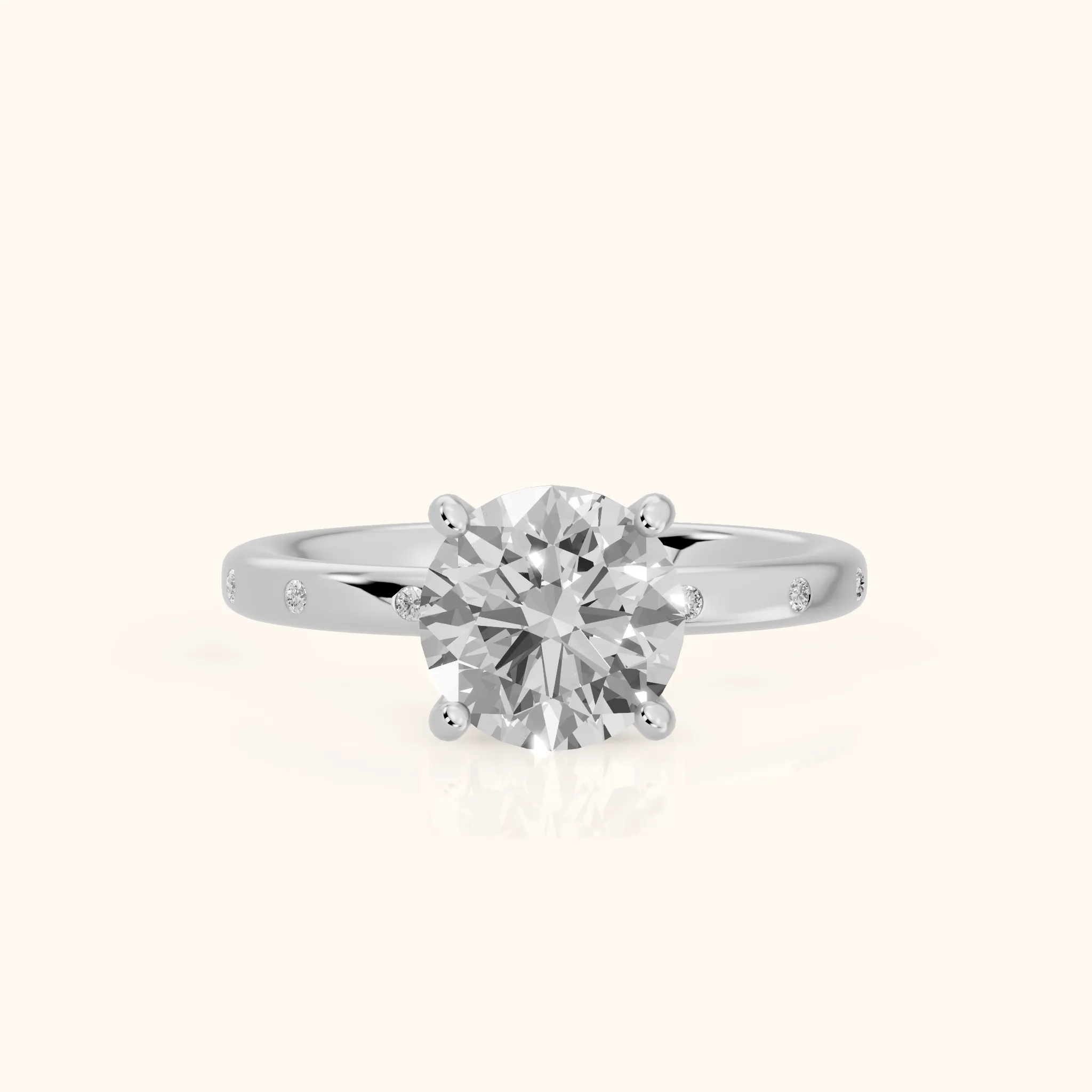 Dulcie Flush-Set Round Diamond Engagement Ring in Silver — view 1