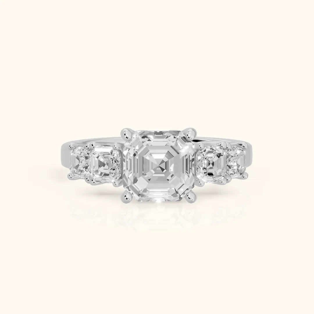 Hope Deco Five-Stone Asscher Diamond Engagement Ring in White Gold — view 2
