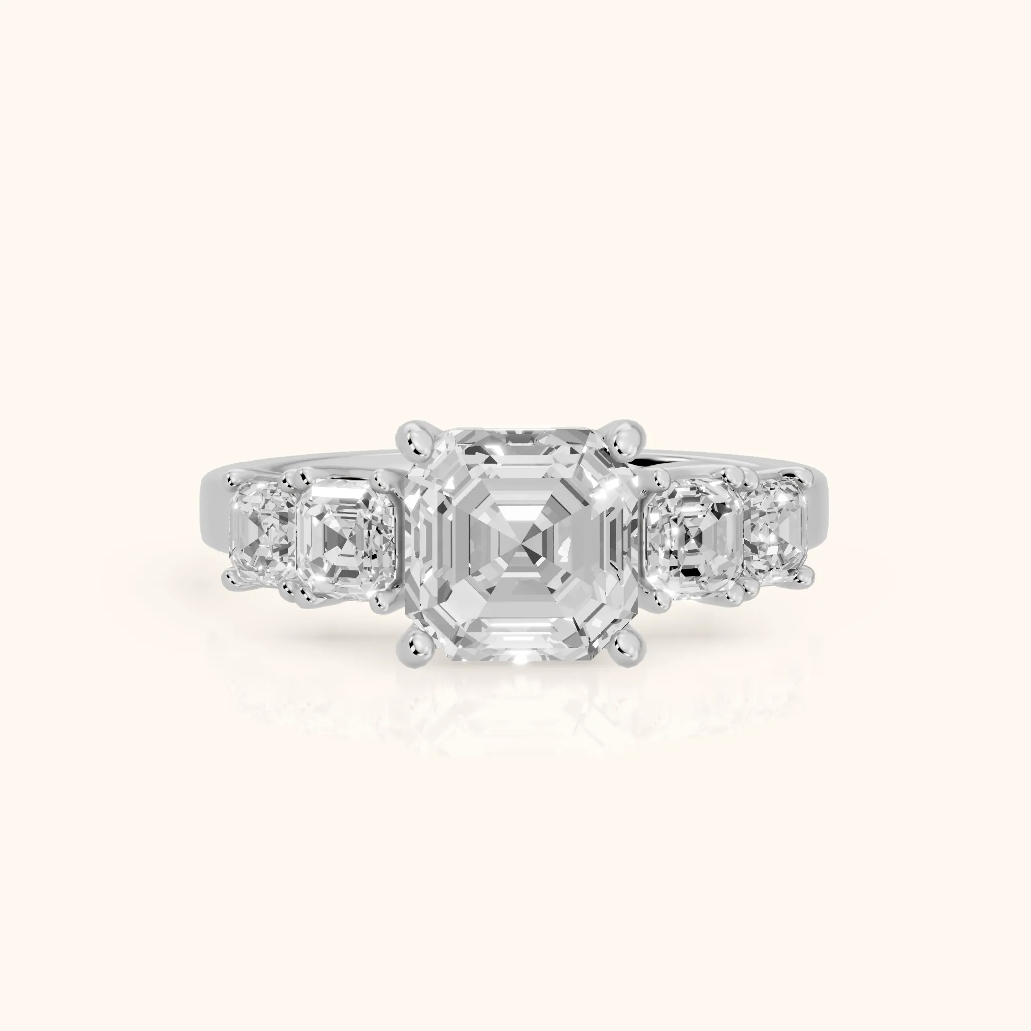Hope Deco Five-Stone Asscher Diamond Engagement Ring in White Gold — view 1