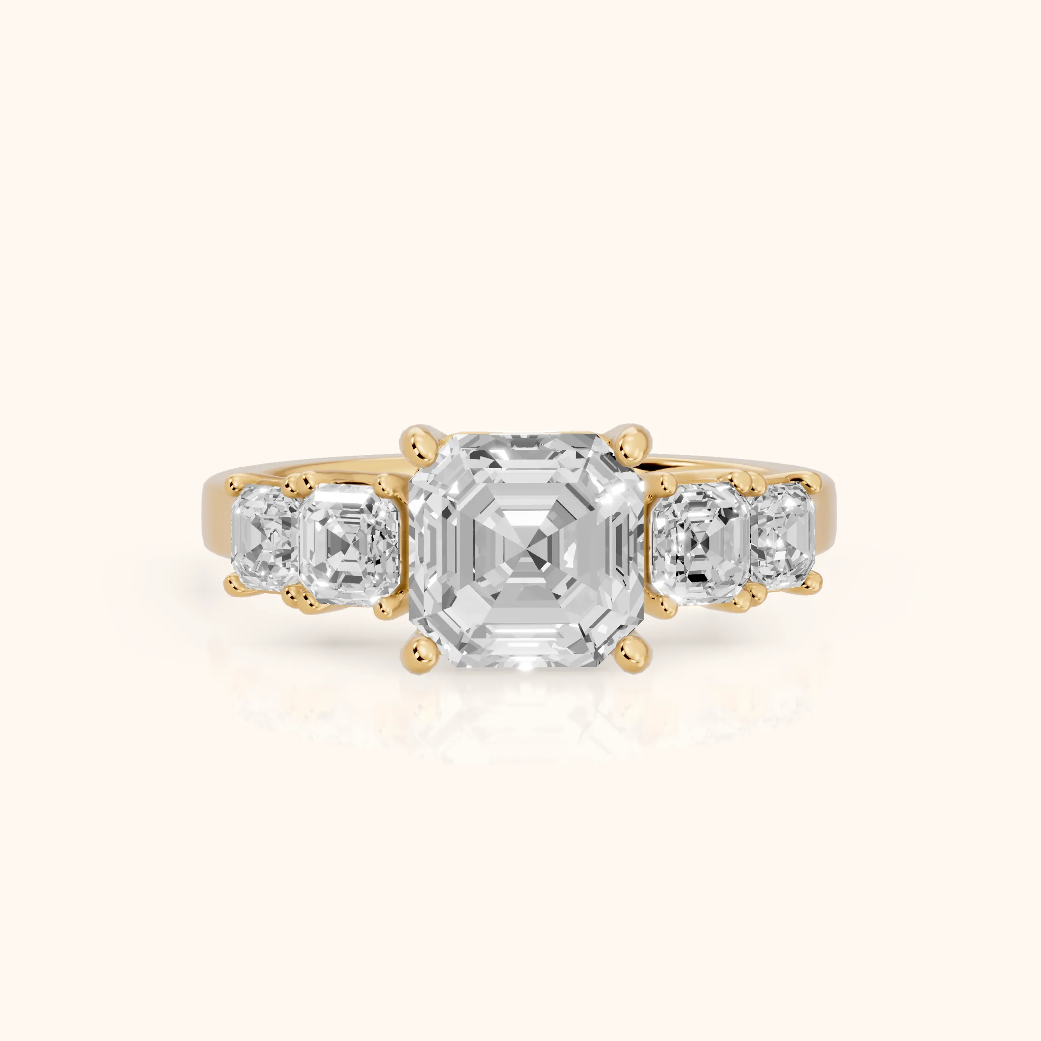 Hope Deco Five-Stone Asscher Diamond Engagement Ring in Yellow Gold — view 1