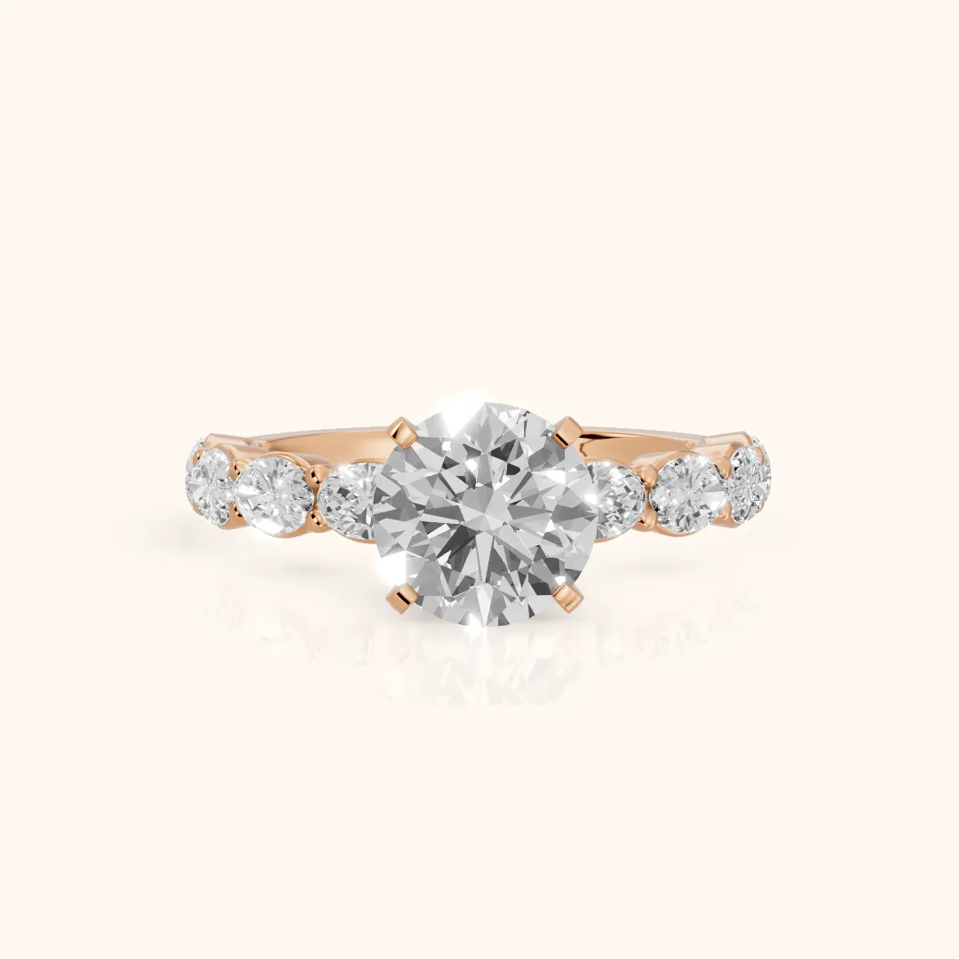 Isobel East-West Pavé Round Diamond Engagement Ring in Rose Gold — view 2