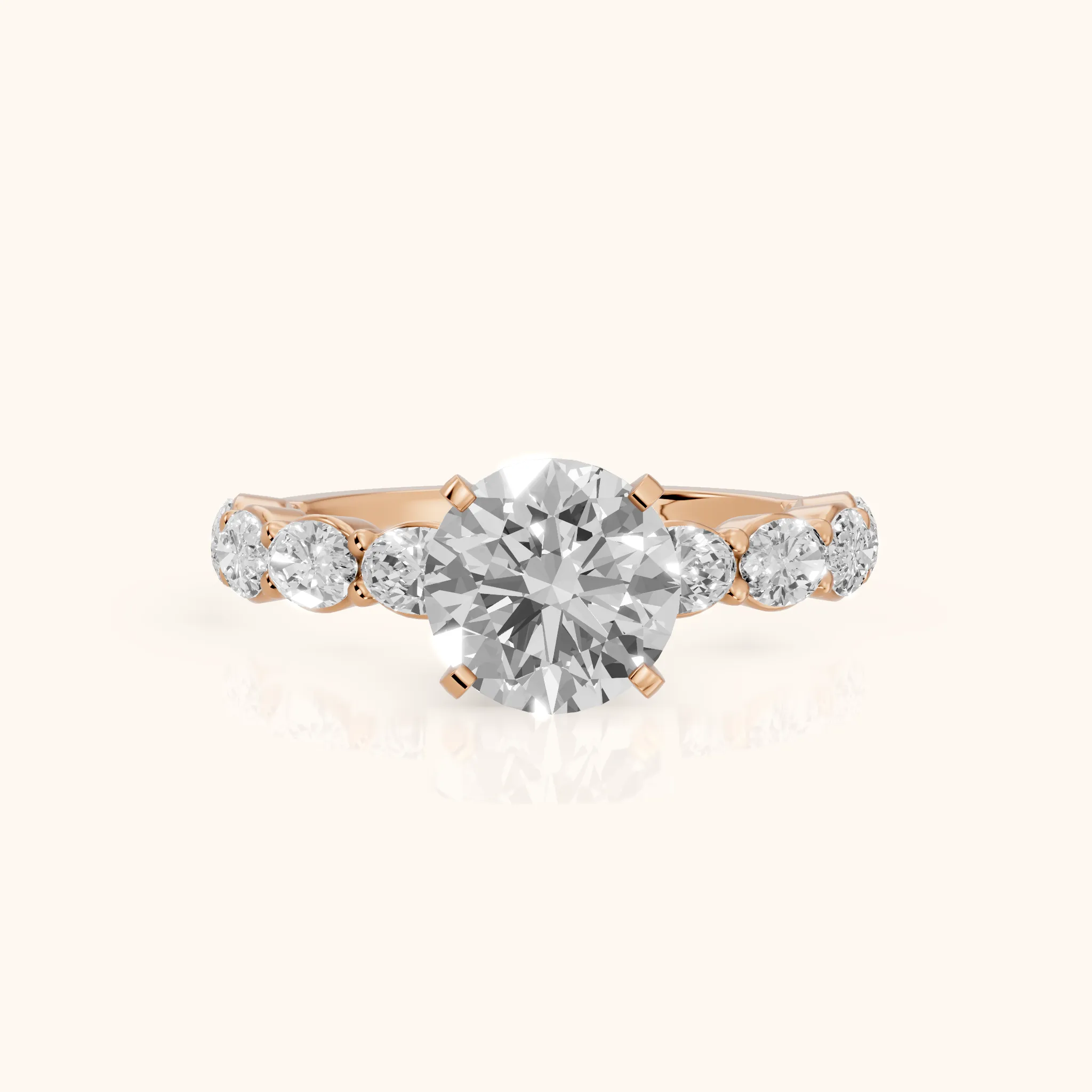 Isobel East-West Pavé Round Diamond Engagement Ring in Rose Gold — view 1