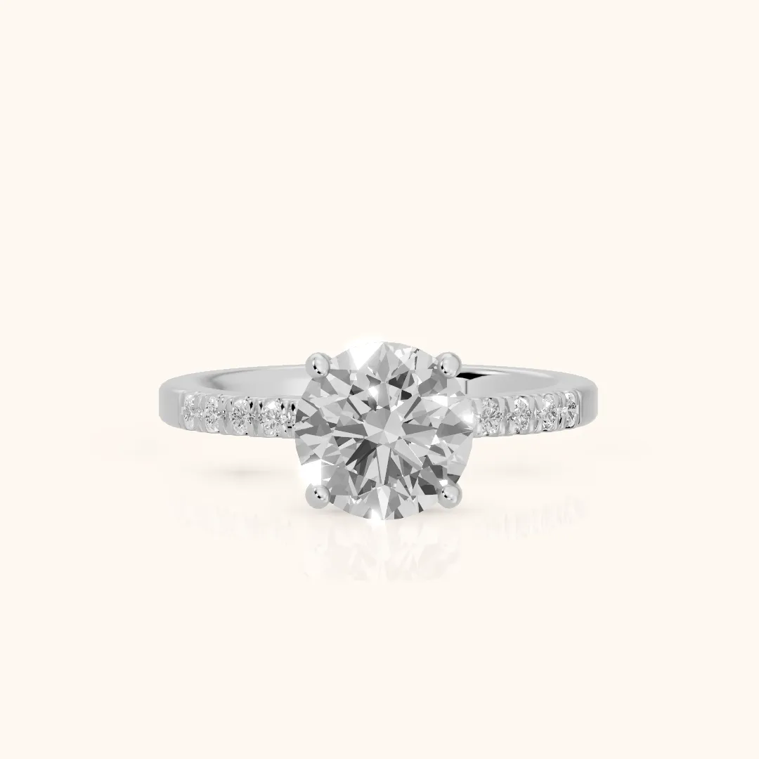 Jemma Scalloped Pavé Round Diamond Engagement Ring in White Gold — view 2