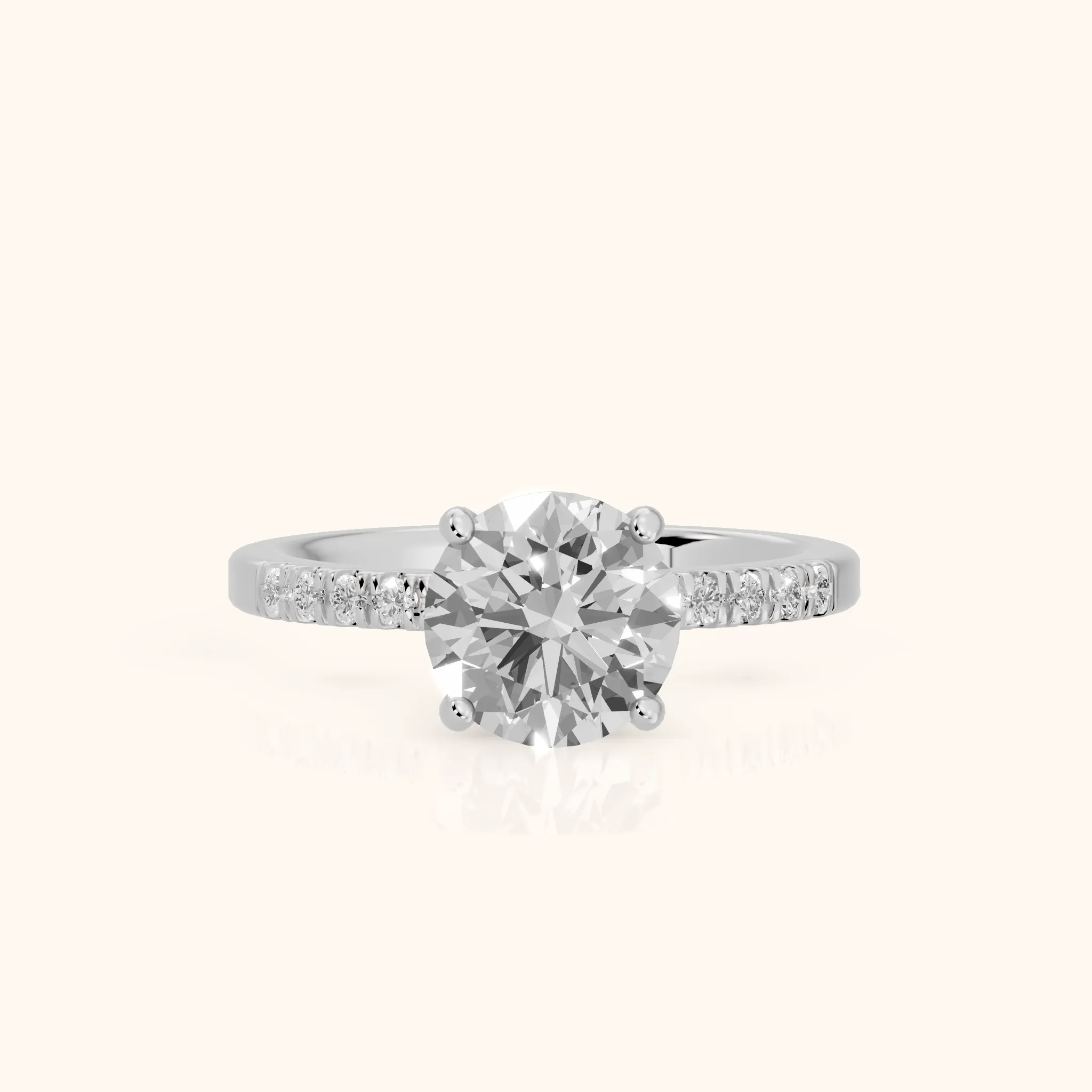 Jemma Scalloped Pavé Round Diamond Engagement Ring in White Gold — view 1