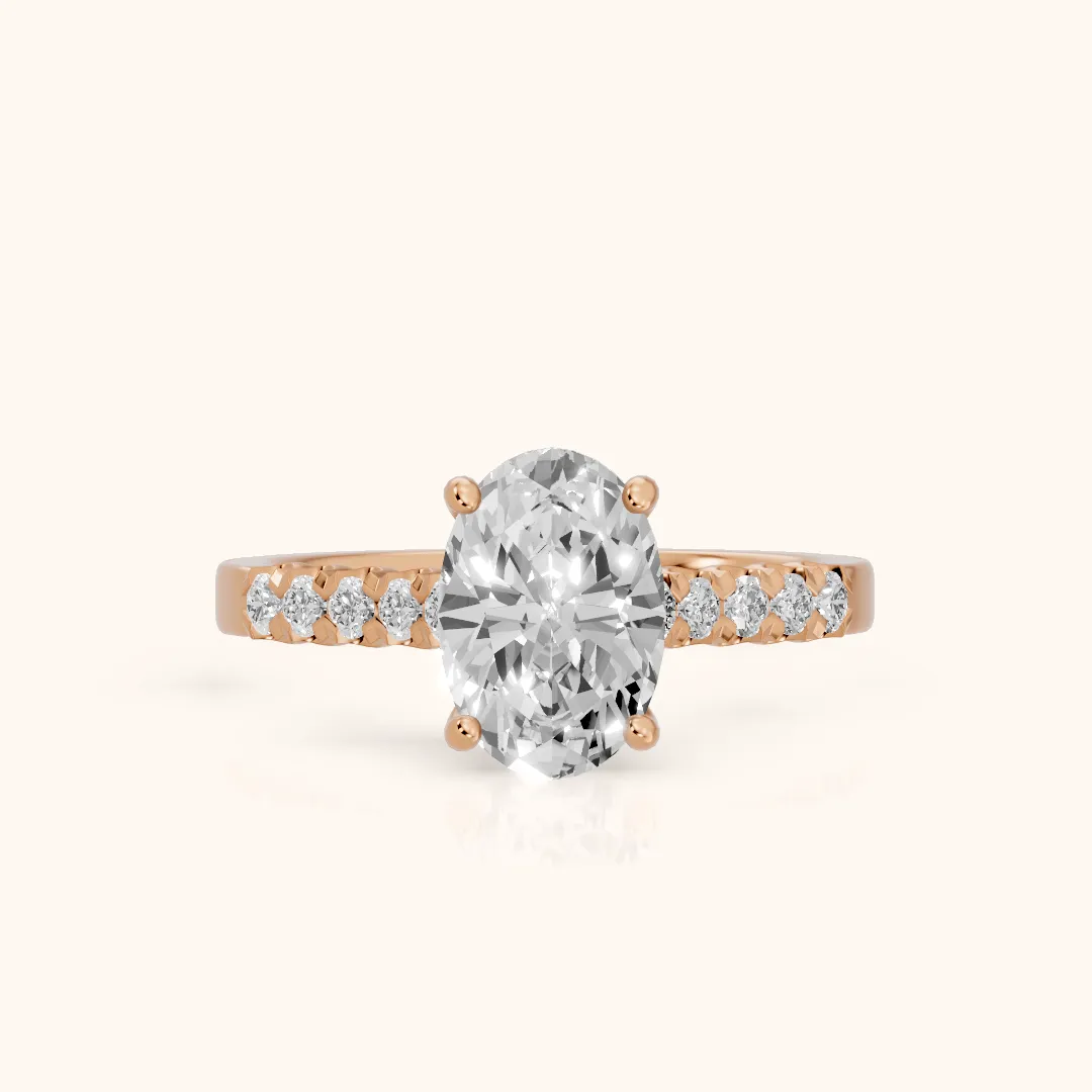 Jessie French Pavé Oval Diamond Engagement Ring in Rose Gold — view 2