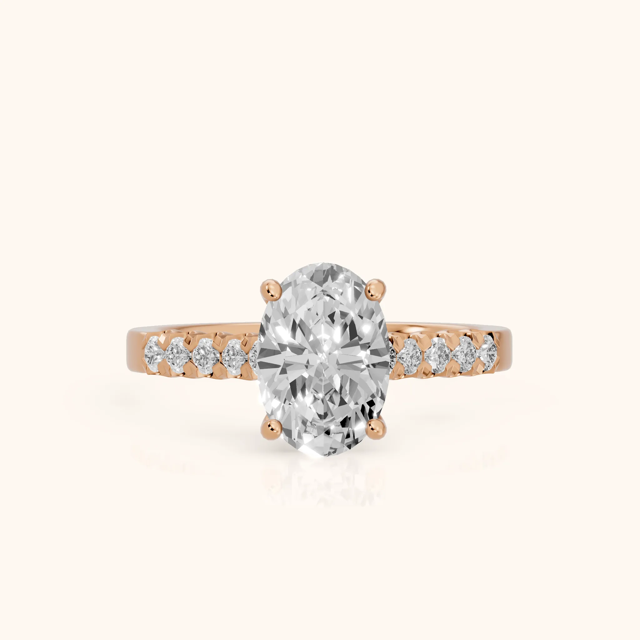Jessie French Pavé Oval Diamond Engagement Ring in Rose Gold — view 1