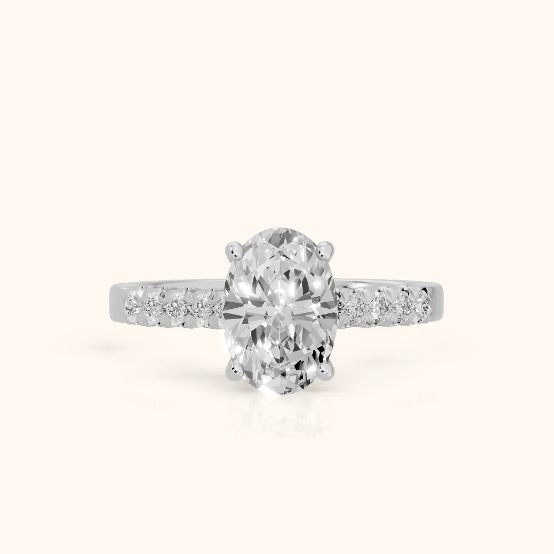 Jessie French Pavé Oval Diamond Engagement Ring in Platinum — view 2
