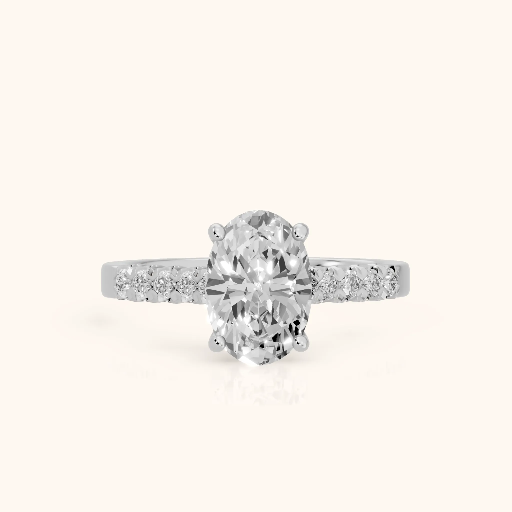 Jessie French Pavé Oval Diamond Engagement Ring in Platinum — view 1