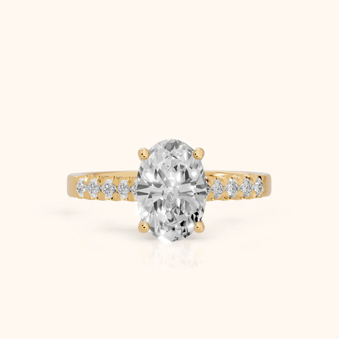 Jessie French Pavé Oval Diamond Engagement Ring in Yellow Gold — view 2
