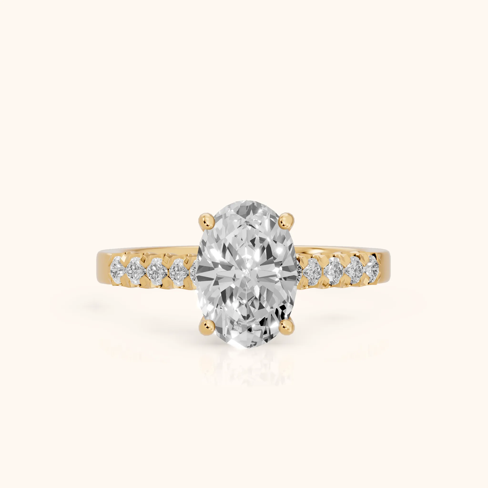 Jessie French Pavé Oval Diamond Engagement Ring in Yellow Gold — view 1