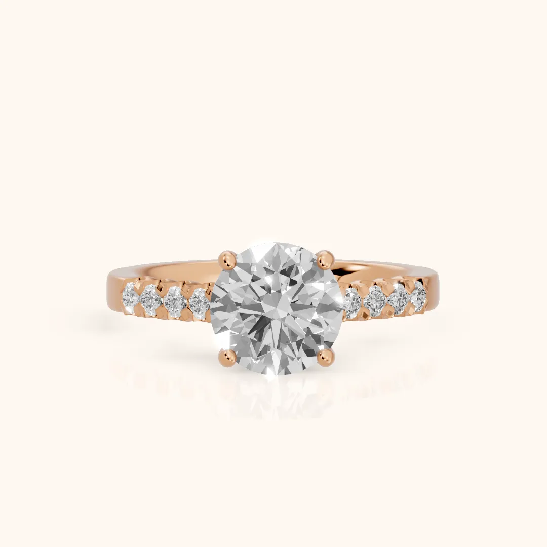 Jessie French Pavé Round Diamond Engagement Ring in Rose Gold — view 2