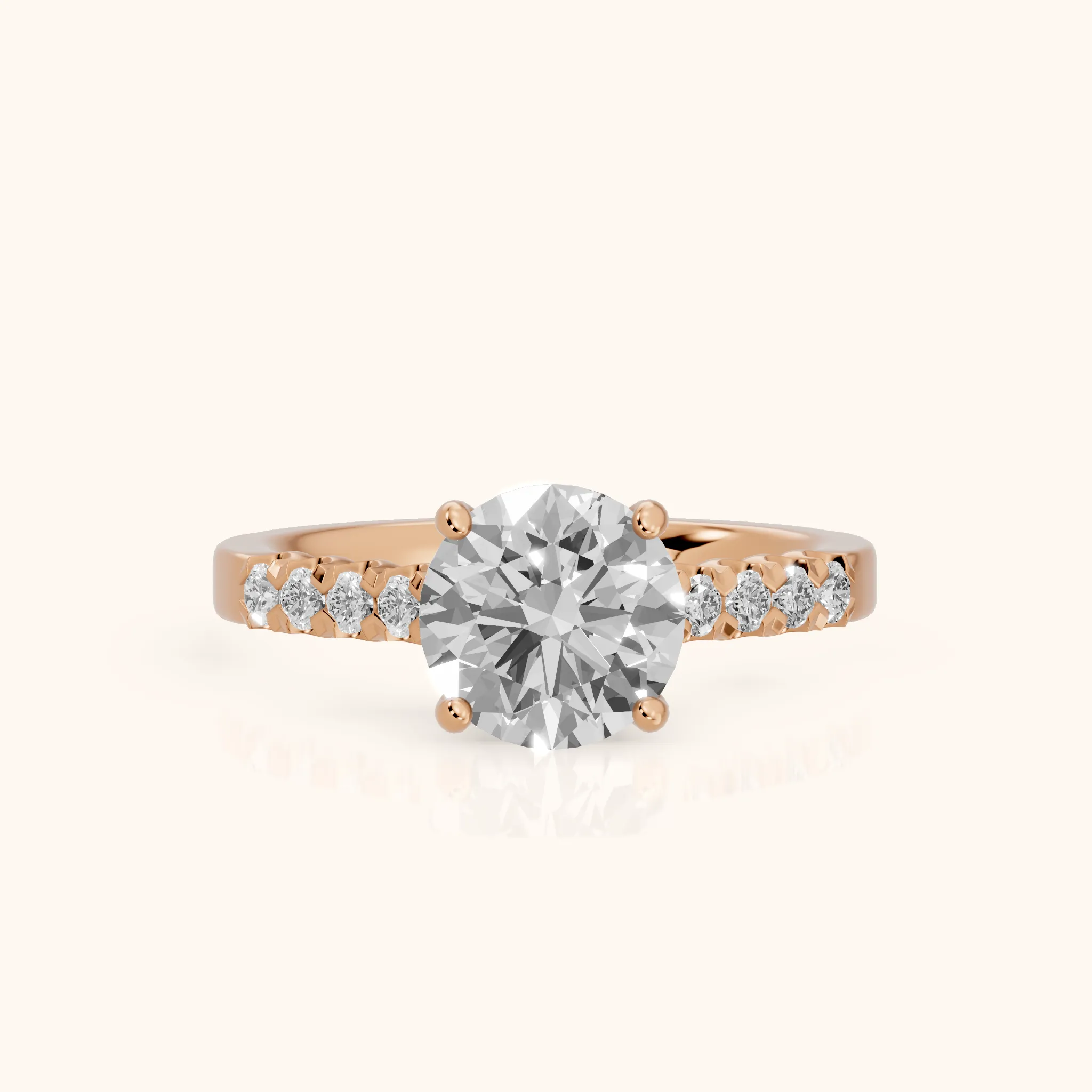 Jessie French Pavé Round Diamond Engagement Ring in Rose Gold — view 1