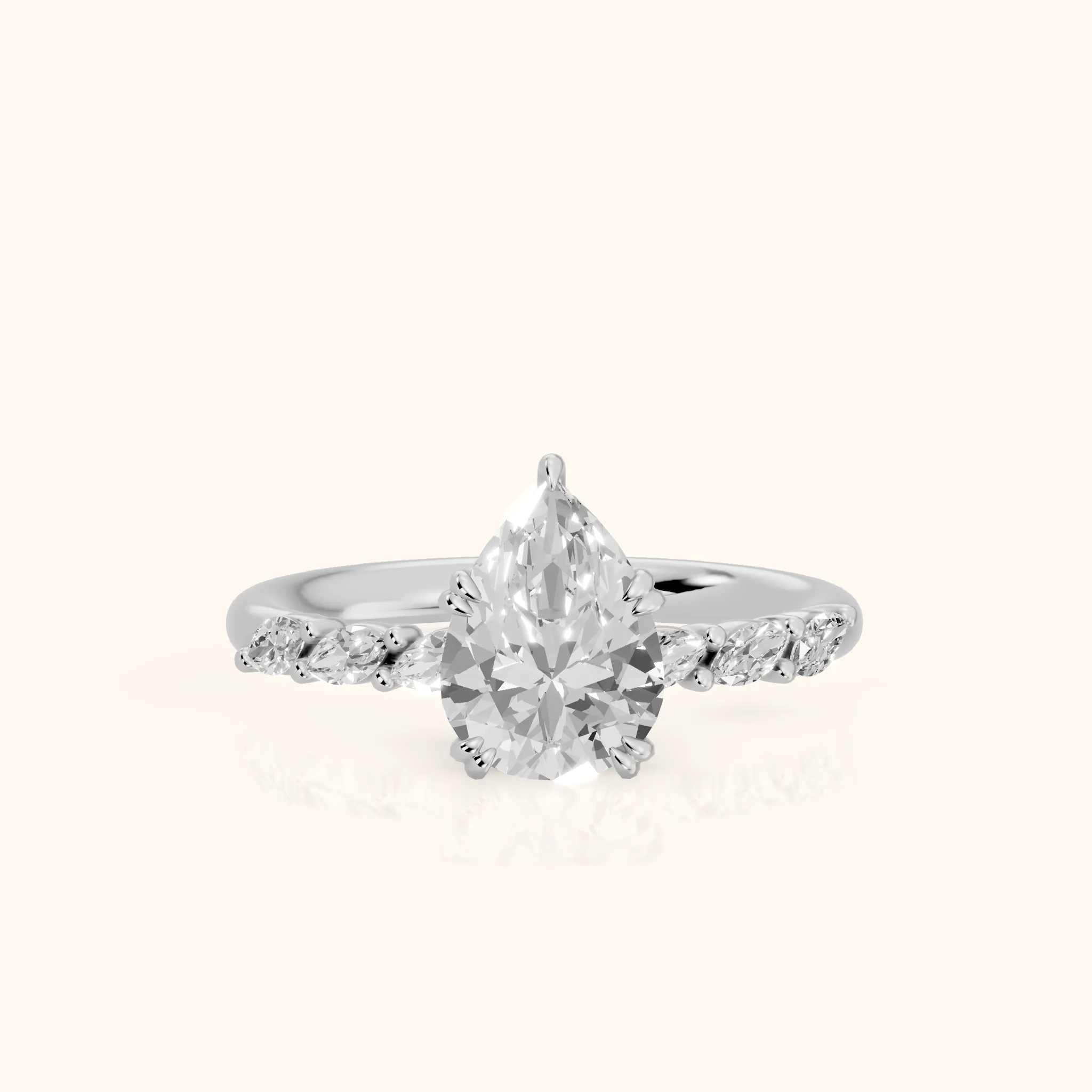 Joyce Marquise-Side Pavé Pear Diamond Engagement Ring in Platinum — view 1