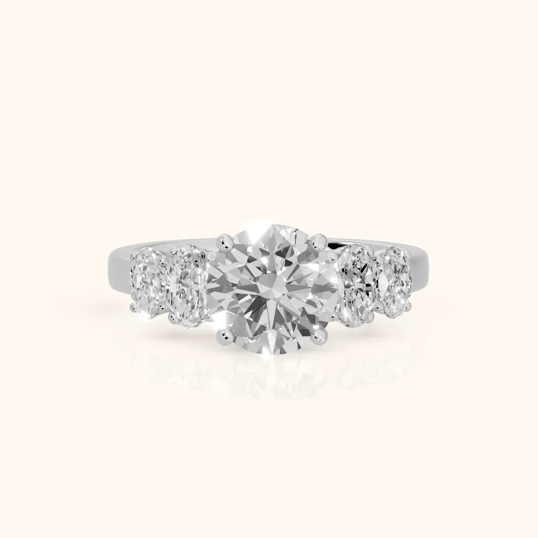 Kathy Graduated Five-Stone Round Diamond Engagement Ring in White Gold — view 2