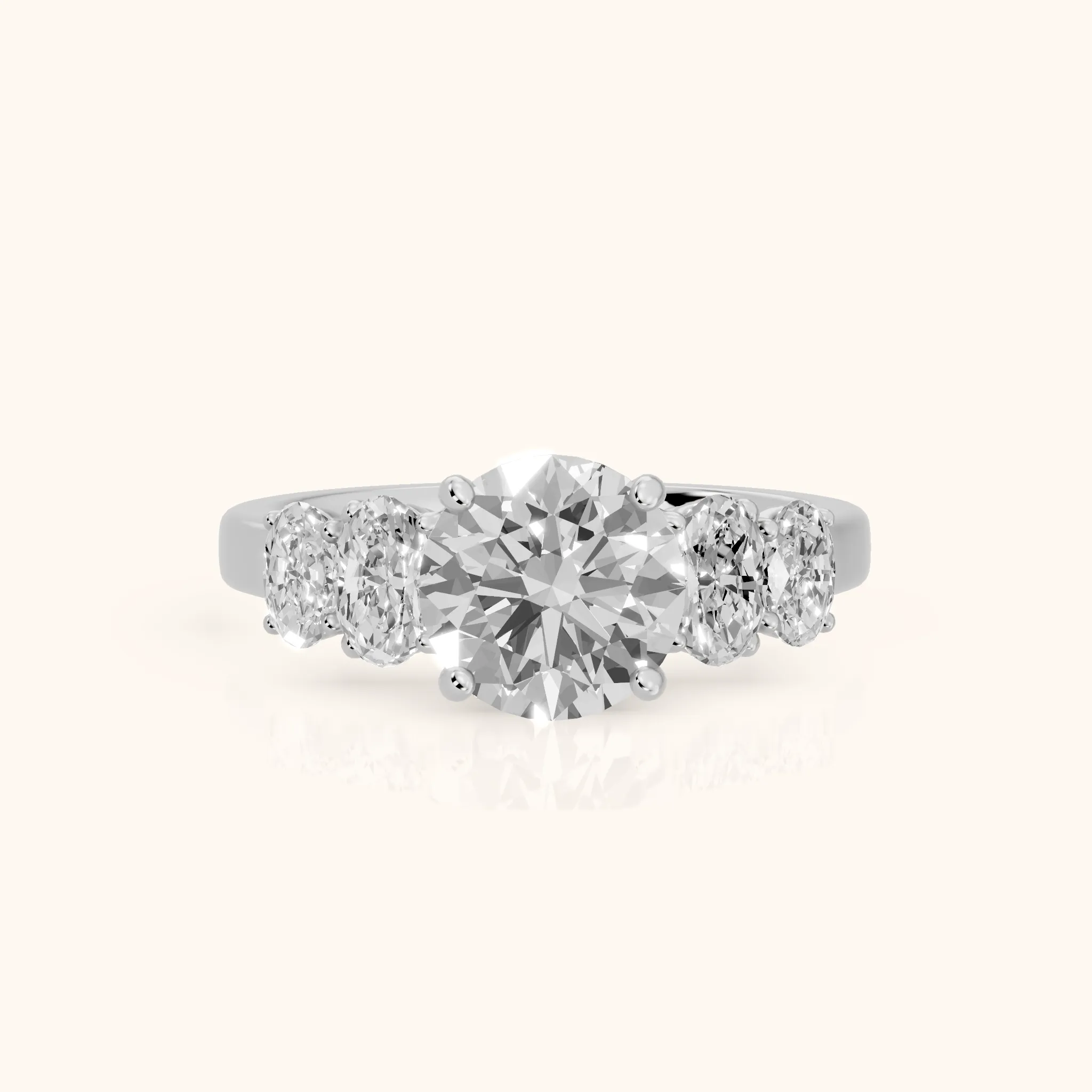 Kathy Graduated Five-Stone Round Diamond Engagement Ring in White Gold — view 1