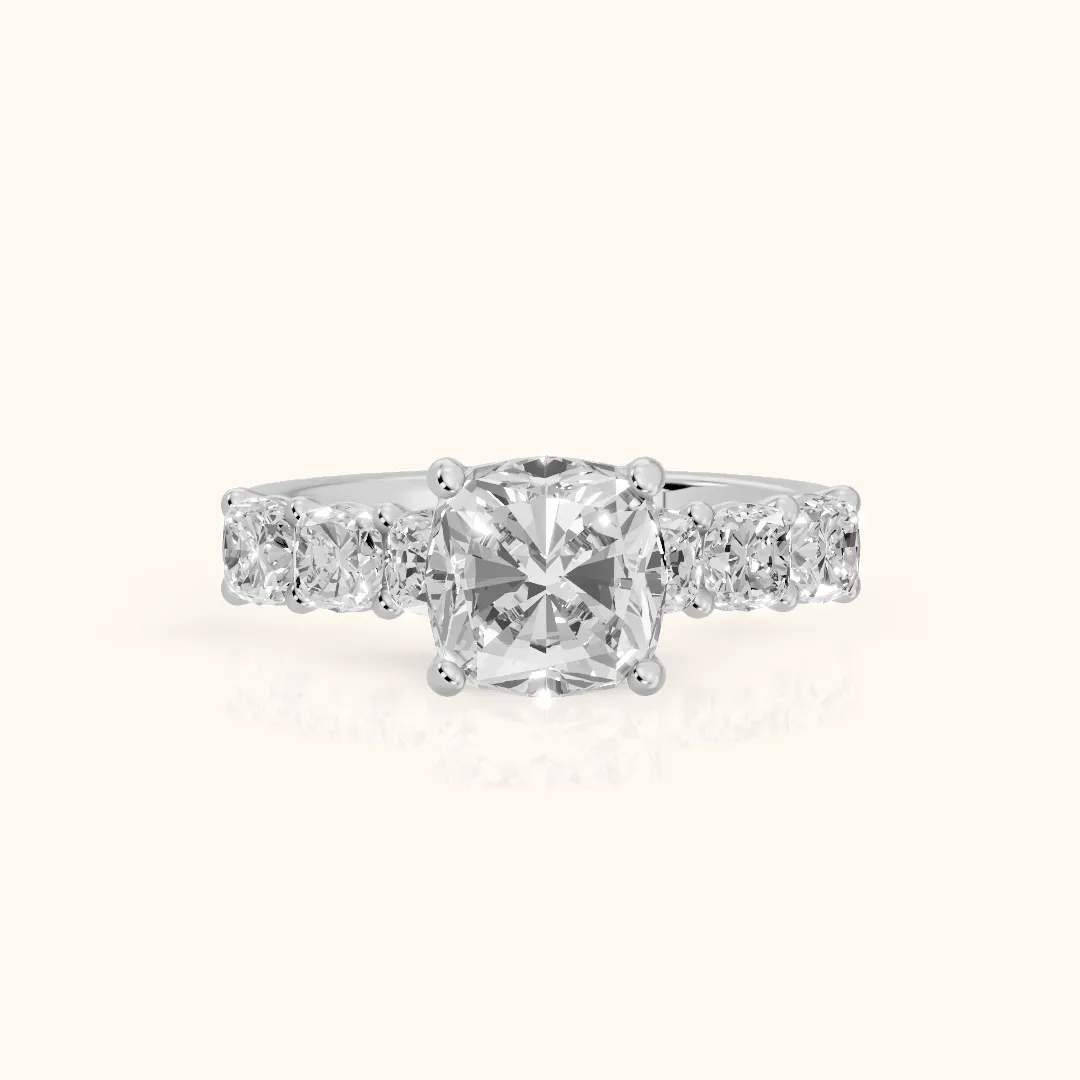 Leigh Statement Five-Stone Cushion Diamond Engagement Ring in Silver — view 2