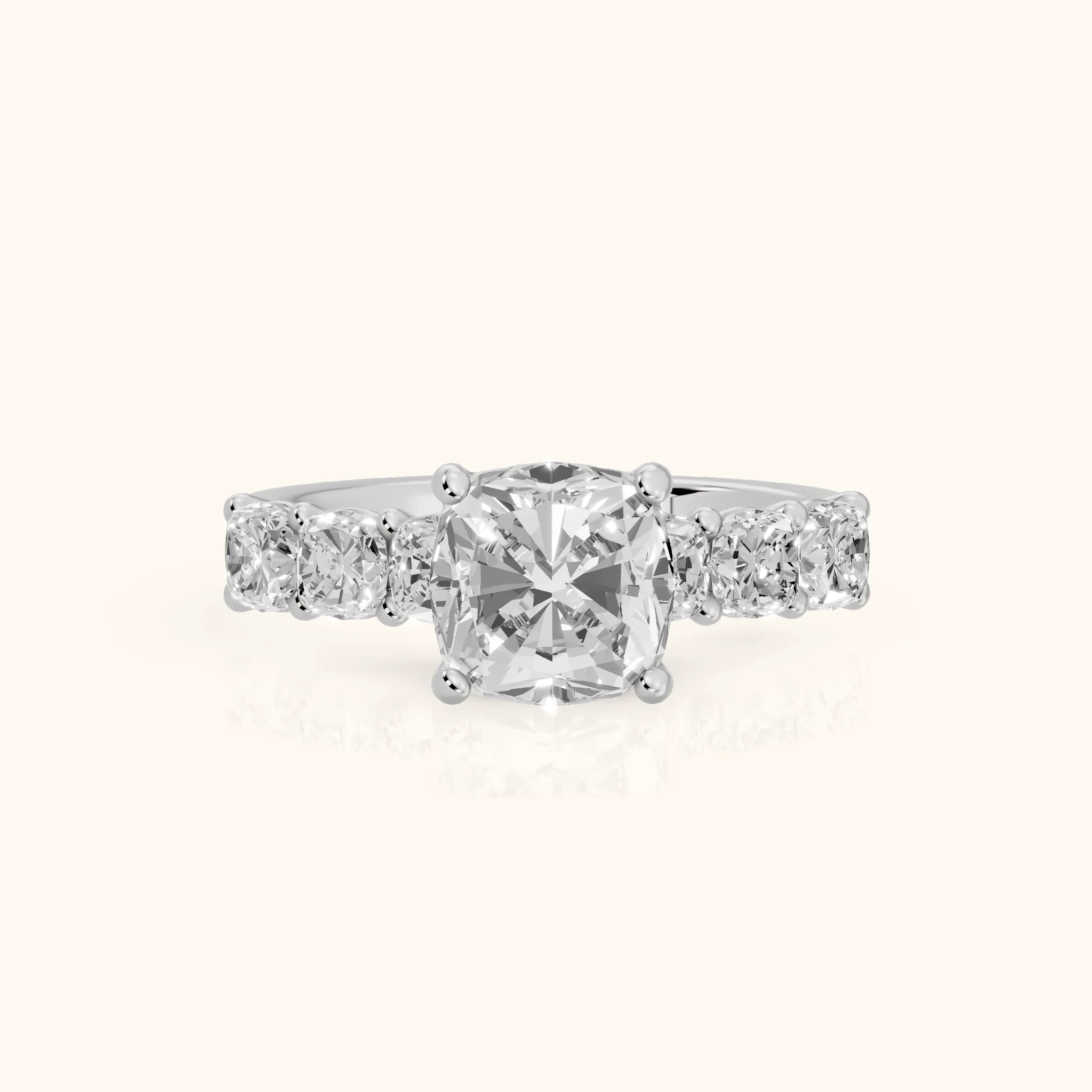 Leigh Statement Five-Stone Cushion Diamond Engagement Ring in Silver — view 1