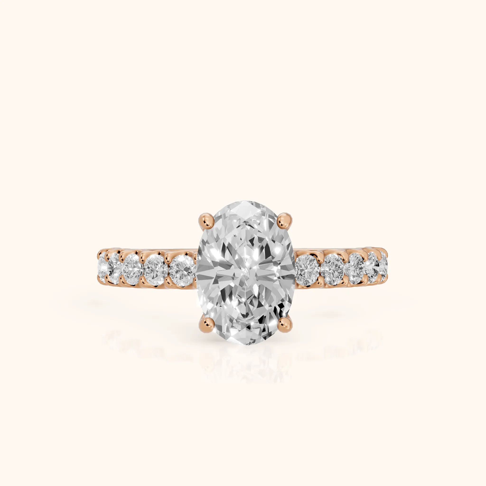 Lynn Statement Pavé Oval Diamond Engagement Ring in Rose Gold — view 1