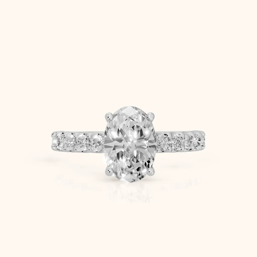 Lynn Statement Pavé Oval Diamond Engagement Ring in Platinum — view 2