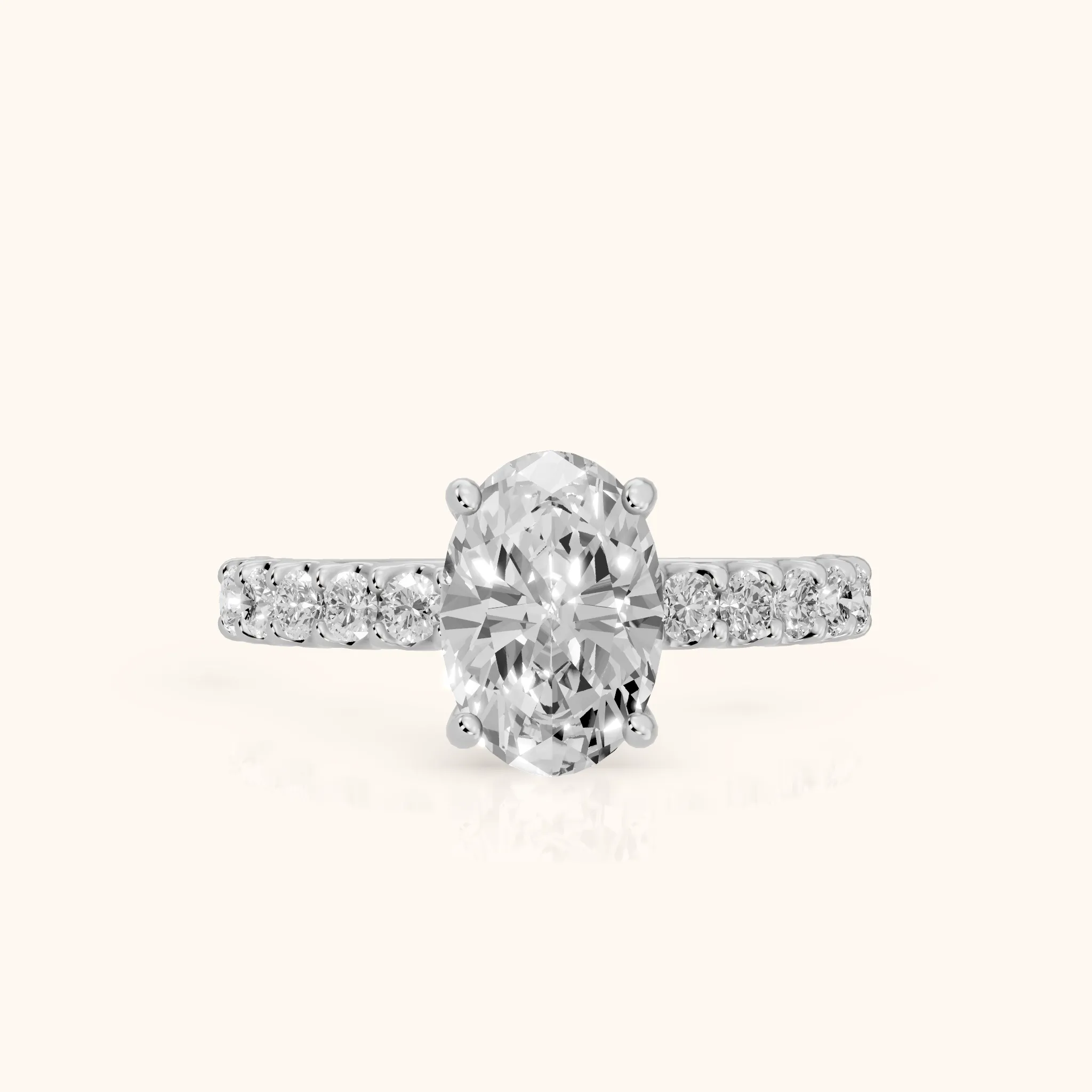 Lynn Statement Pavé Oval Diamond Engagement Ring in Platinum — view 1