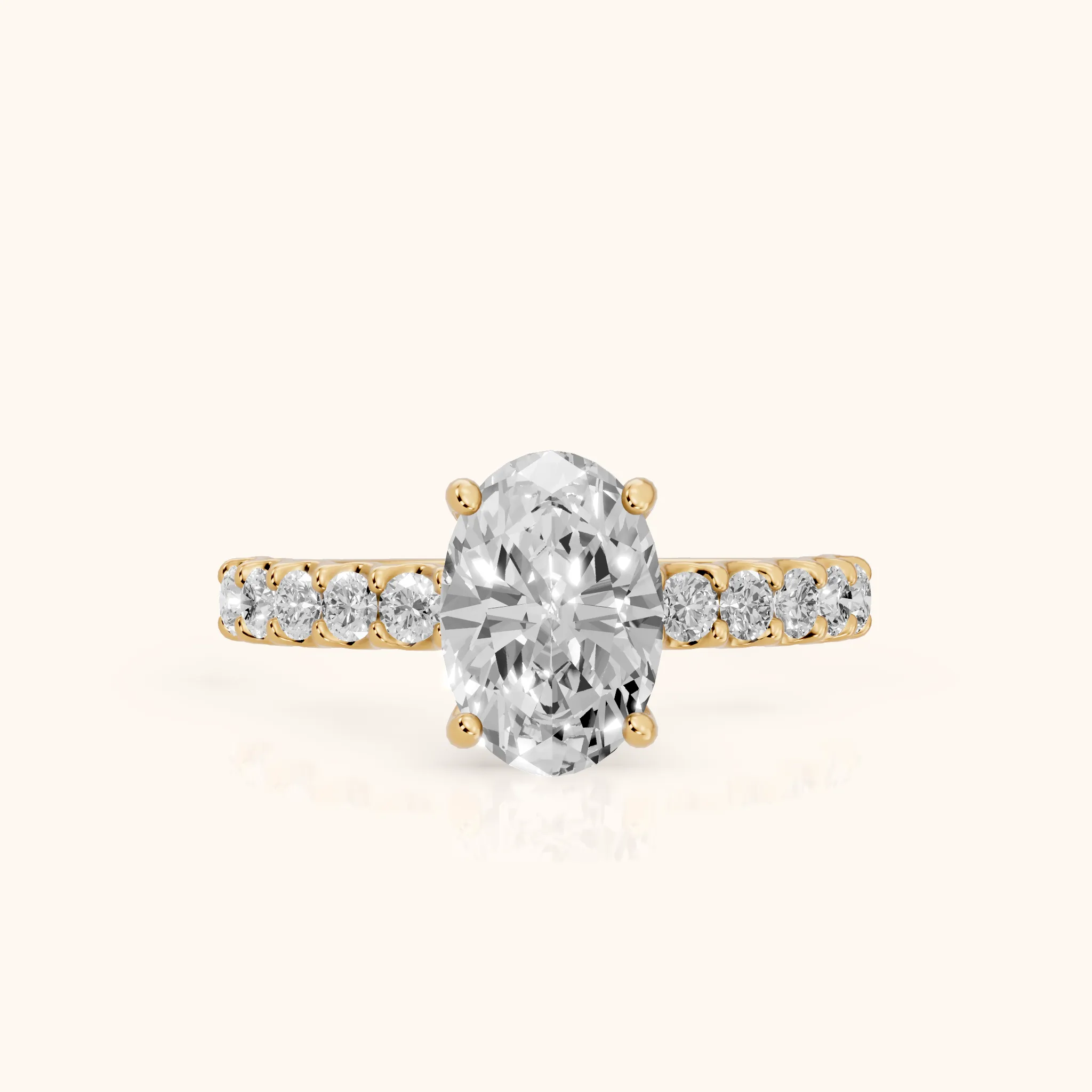 Lynn Statement Pavé Oval Diamond Engagement Ring in Yellow Gold — view 1