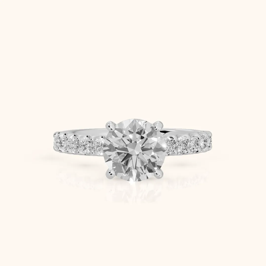 Lynn Statement Pavé Round Diamond Engagement Ring in Silver — view 2