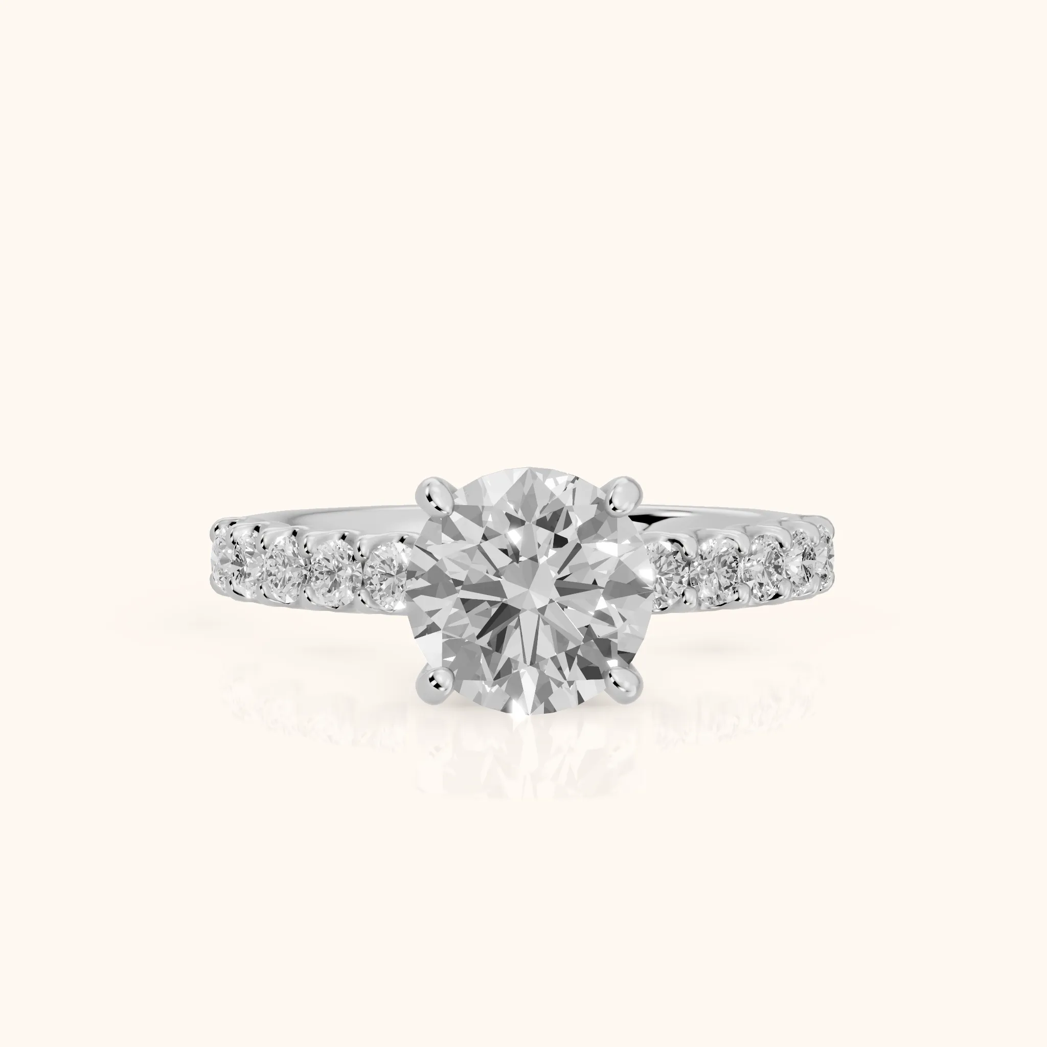 Lynn Statement Pavé Round Diamond Engagement Ring in Silver — view 1