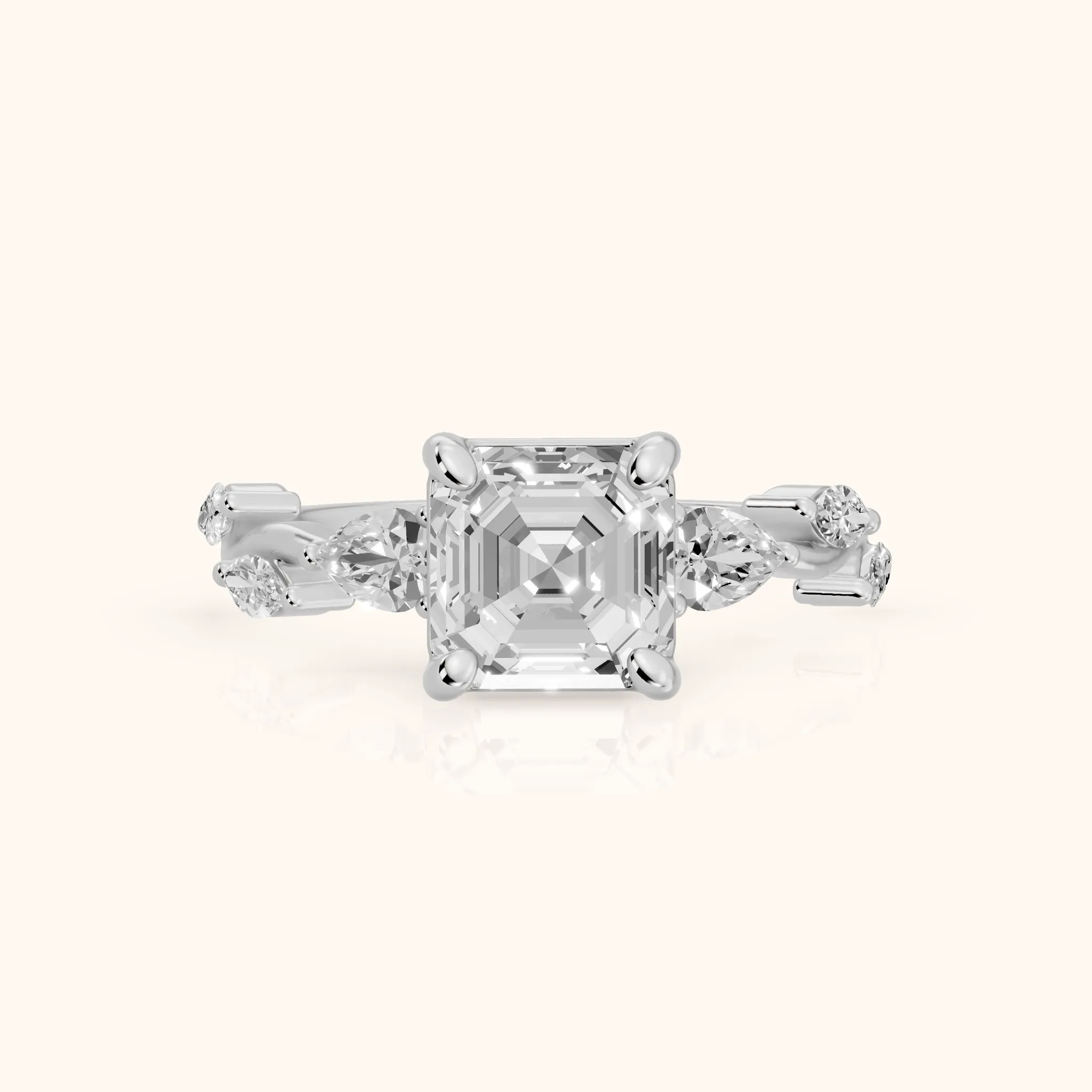 Marnie Vine Garland Asscher Diamond Engagement Ring in Silver — view 1