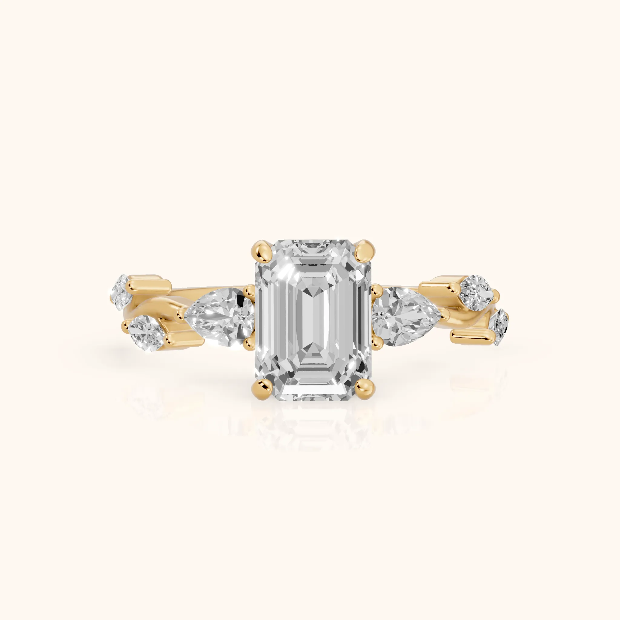 Marnie Vine Garland Emerald Diamond Engagement Ring in Yellow Gold — view 1